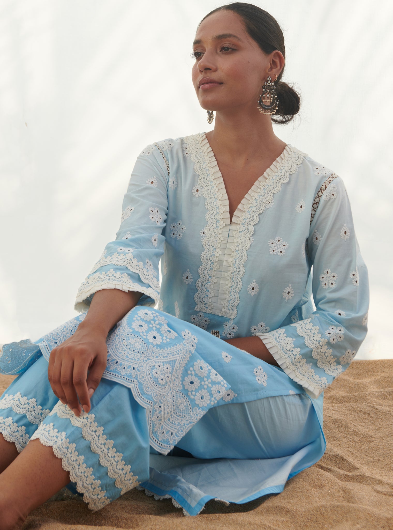 Mandovi Supima Cotton Blue Kurta Set