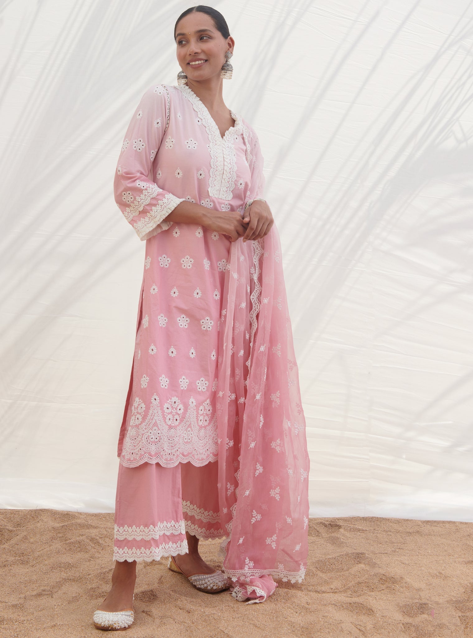 Mandovi Supima Cotton Pink Kurta Set