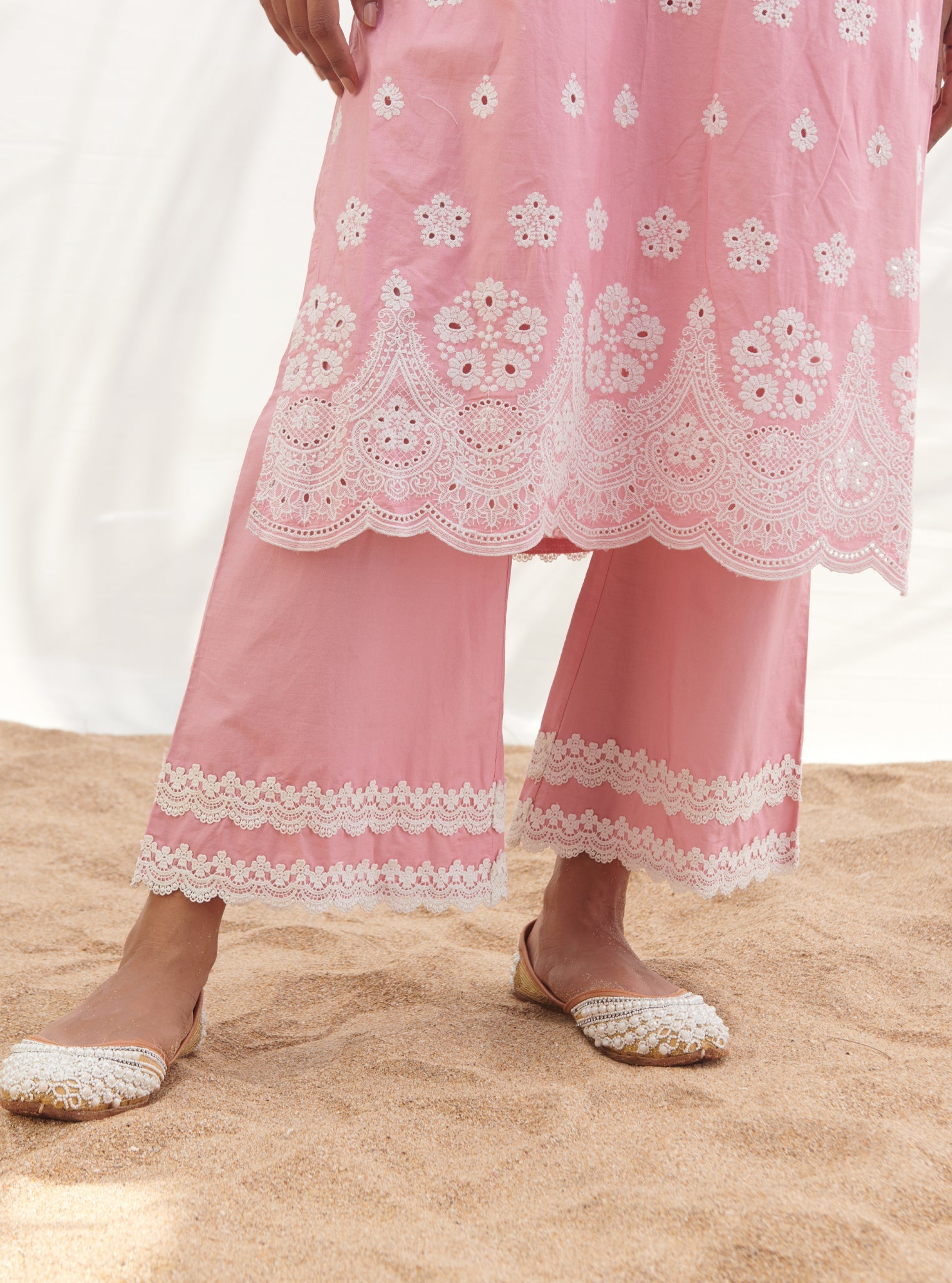 Mandovi Supima Cotton Pink Kurta Set