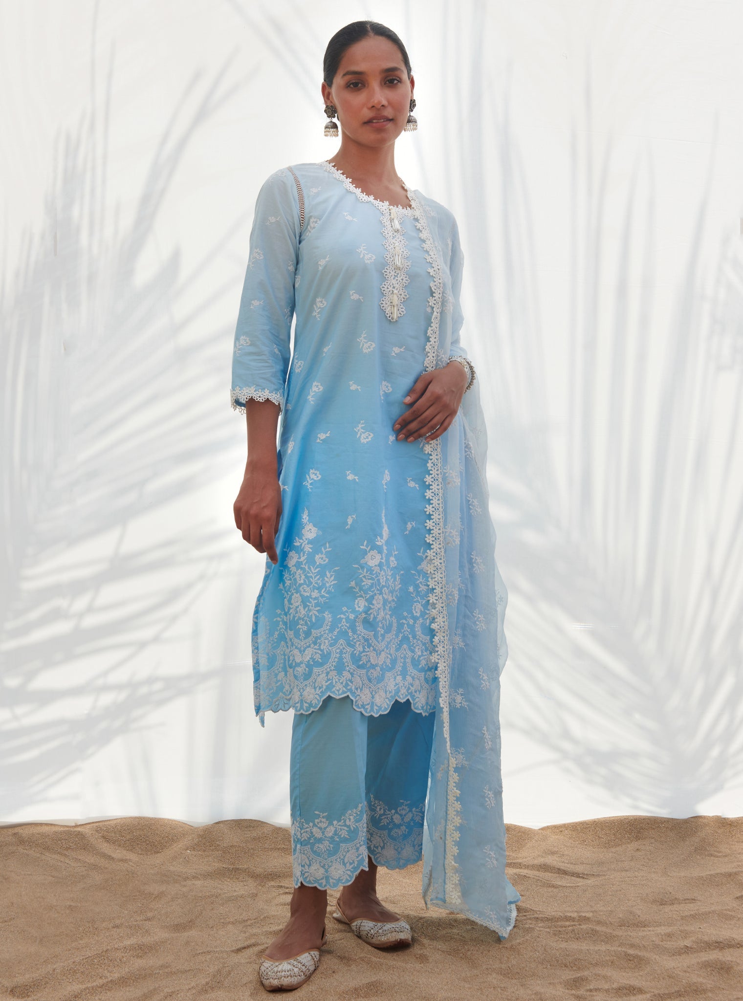 Mandre Supima Cotton Blue Kurta Set