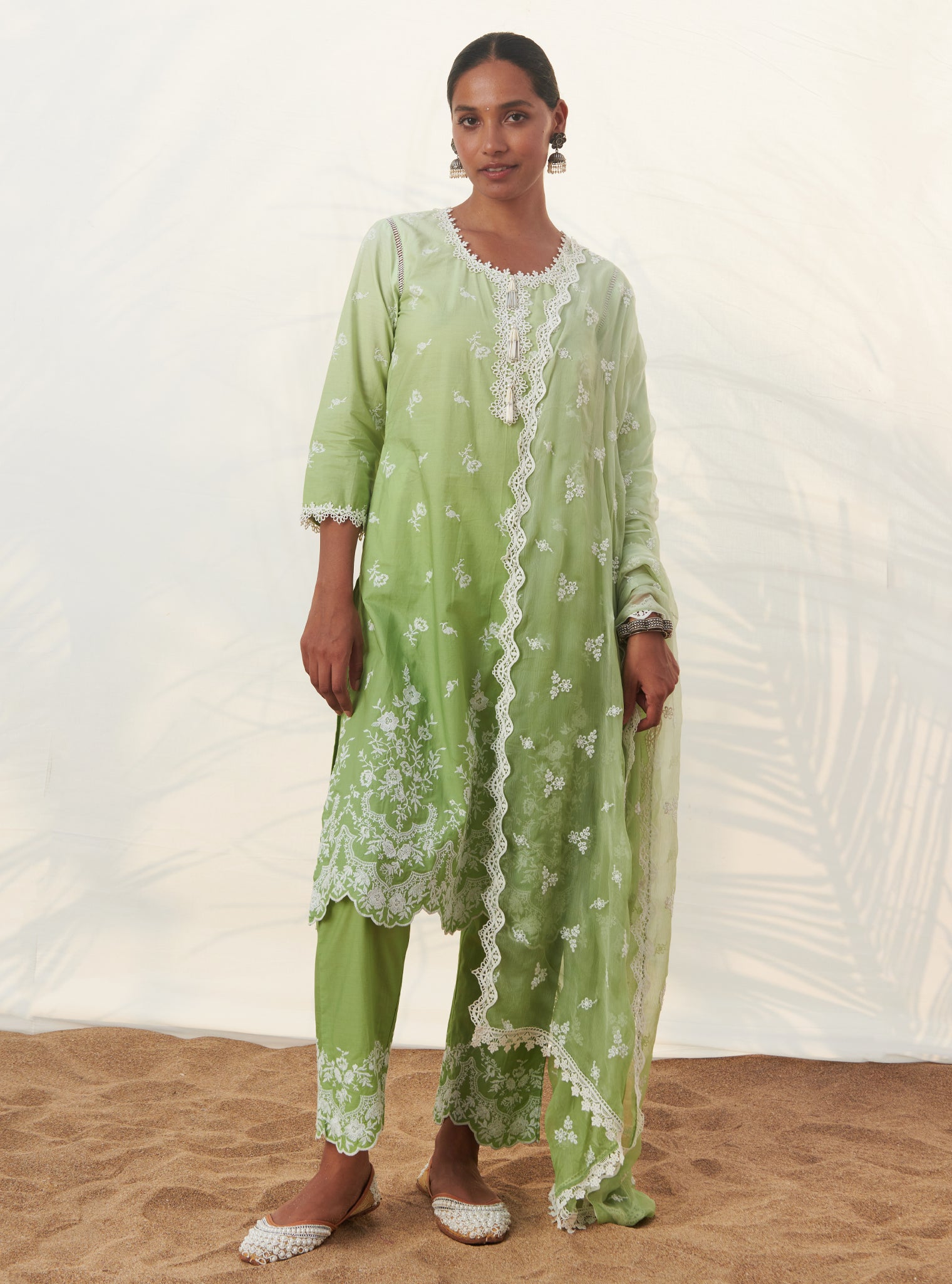 Mandre Supima Cotton Green Kurta Set