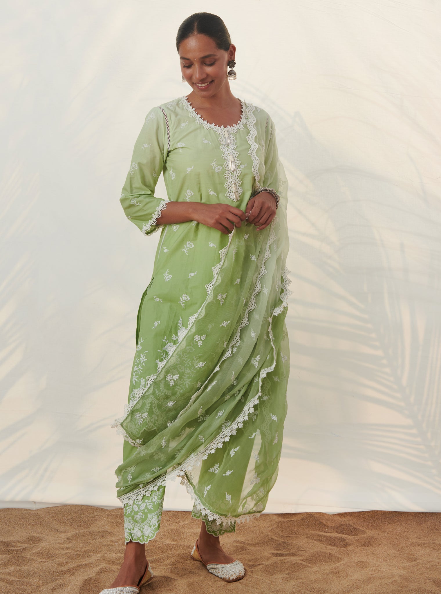 Mandre Supima Cotton Green Kurta Set