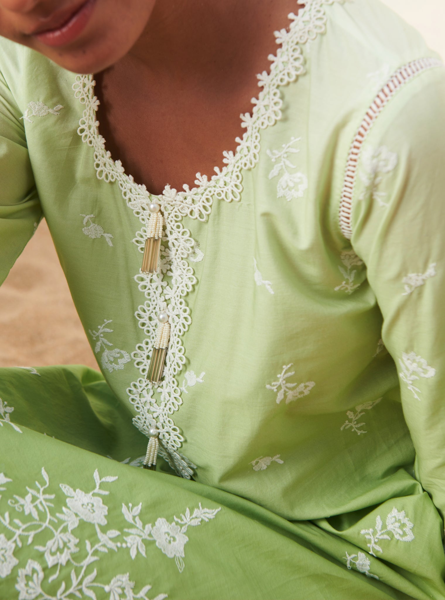 Mandre Supima Cotton Green Kurta Set