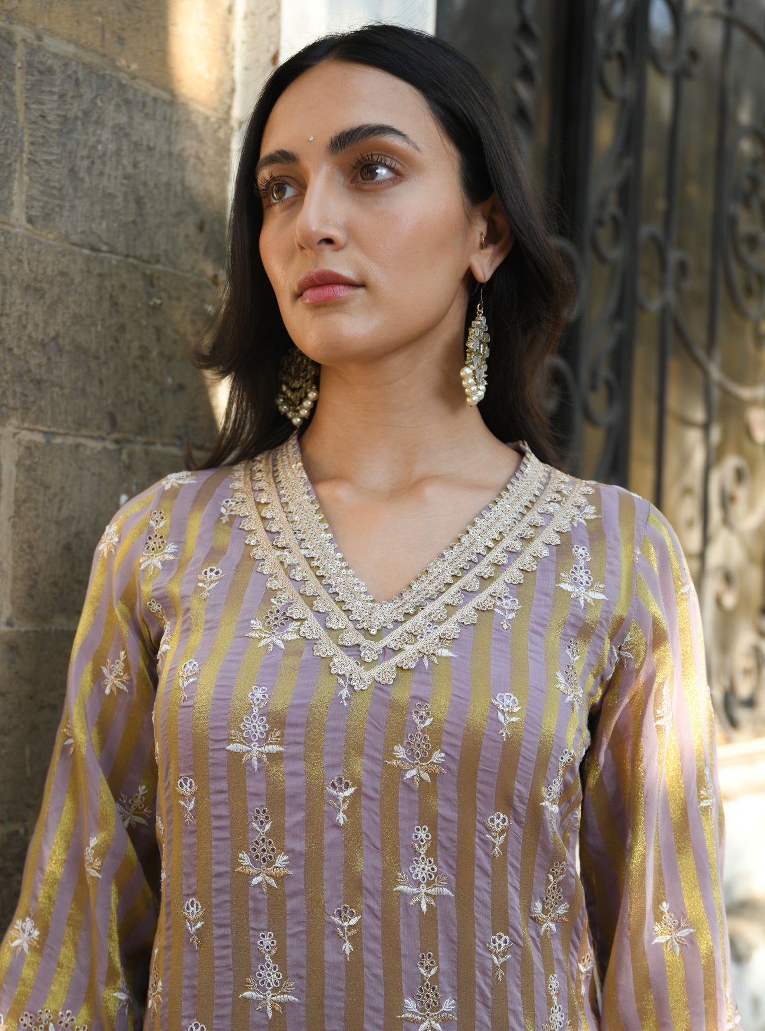 Dasheri Banarsi Lavender Kurta Set