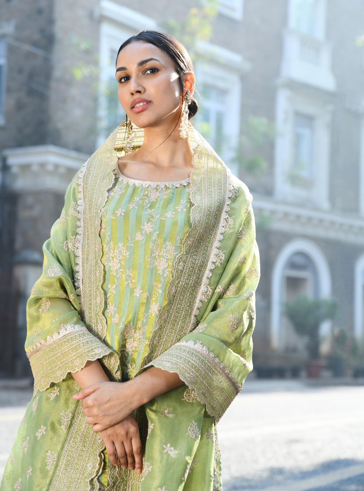 Paheri Banarsi Green Kurta Set
