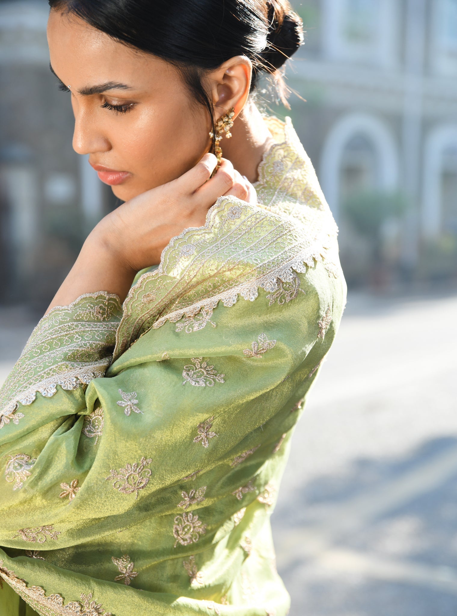 Paheri Banarsi Green Kurta Set