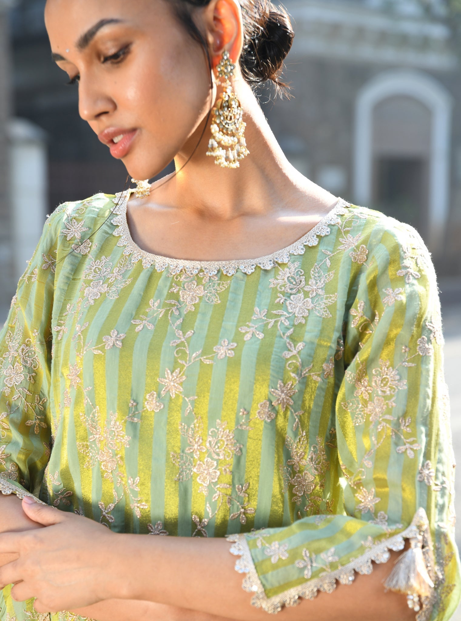 Paheri Banarsi Green Kurta Set