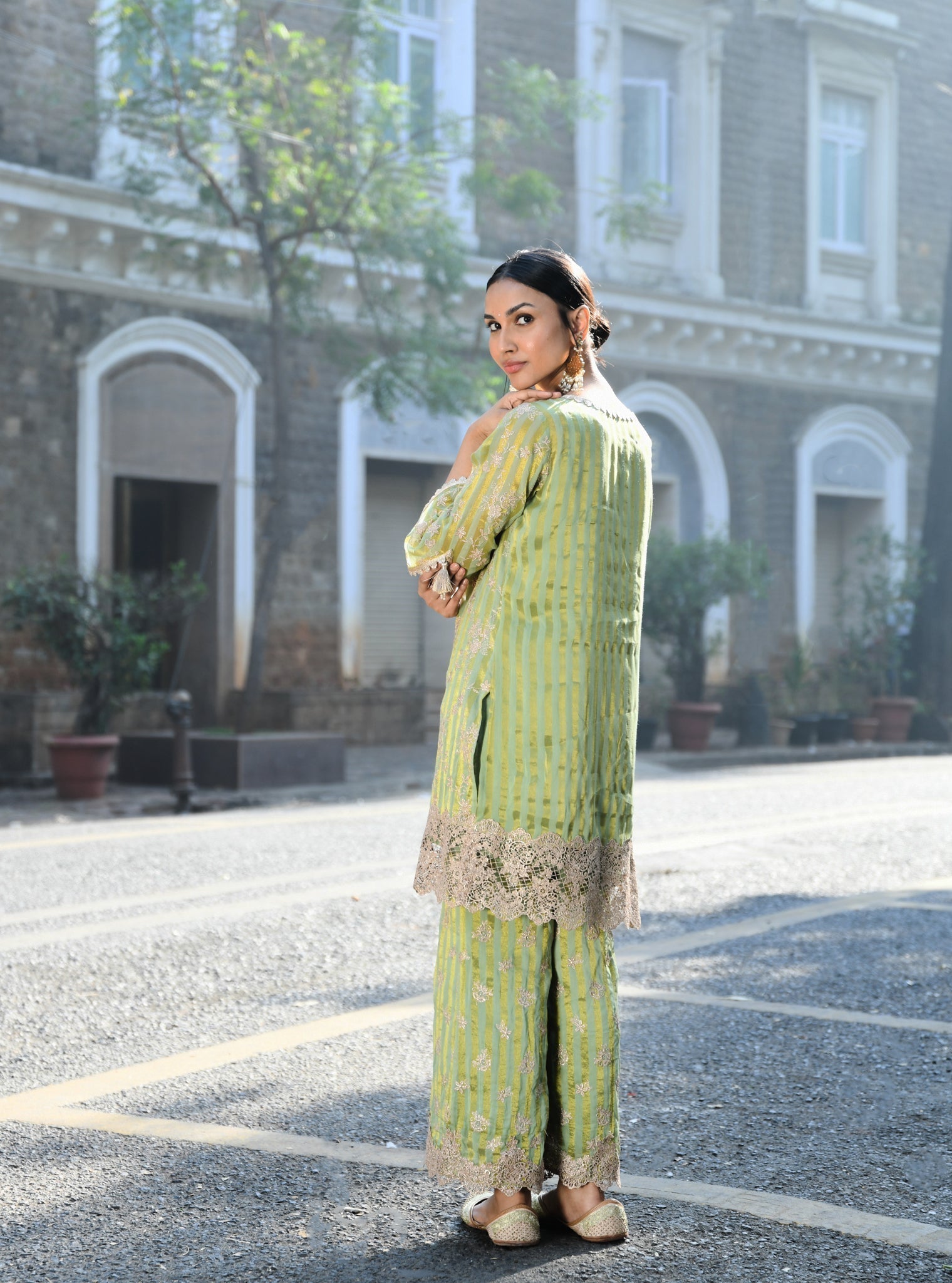 Paheri Banarsi Green Kurta Set