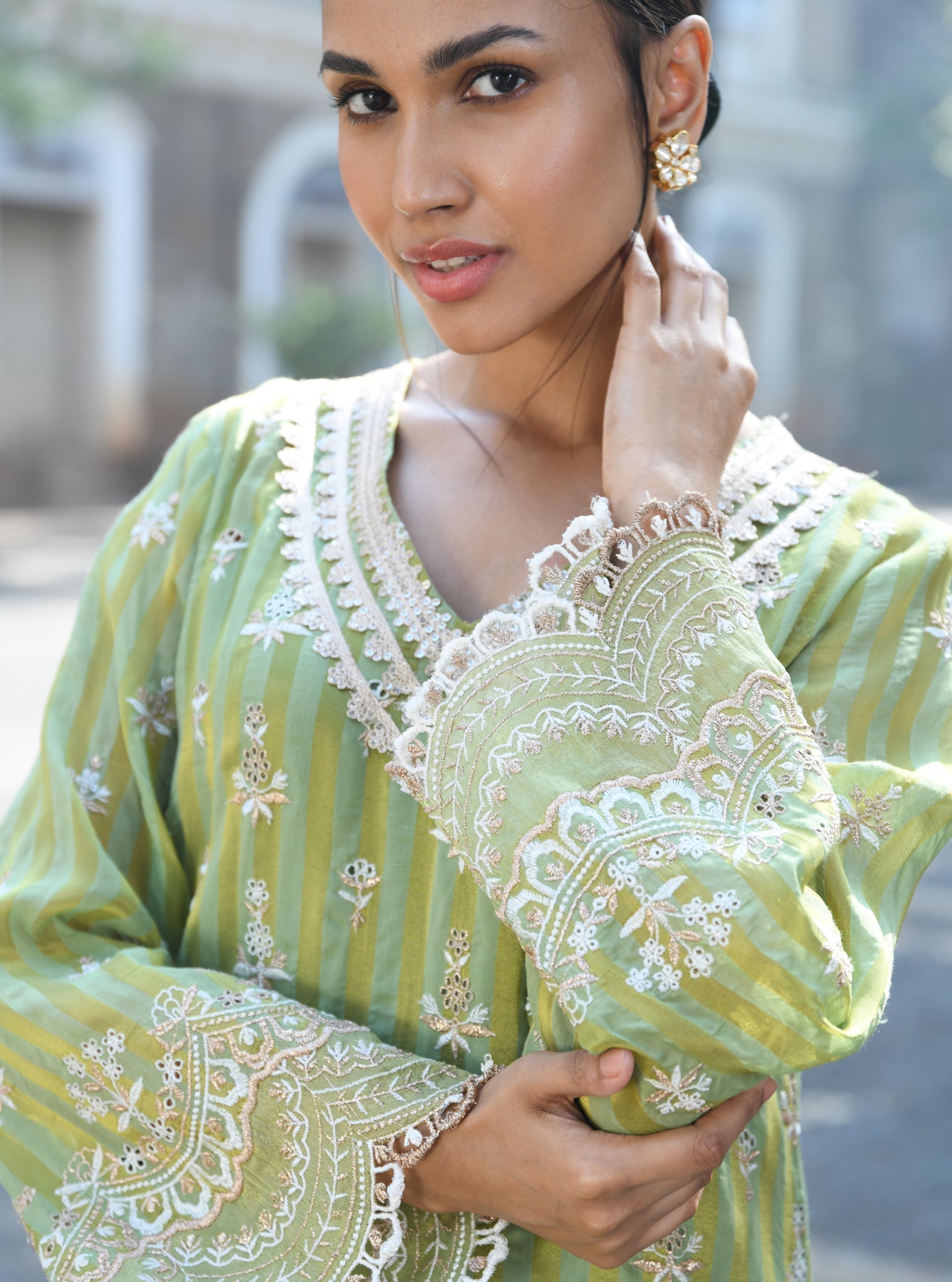 Dasheri Banarsi Green Kurta Set