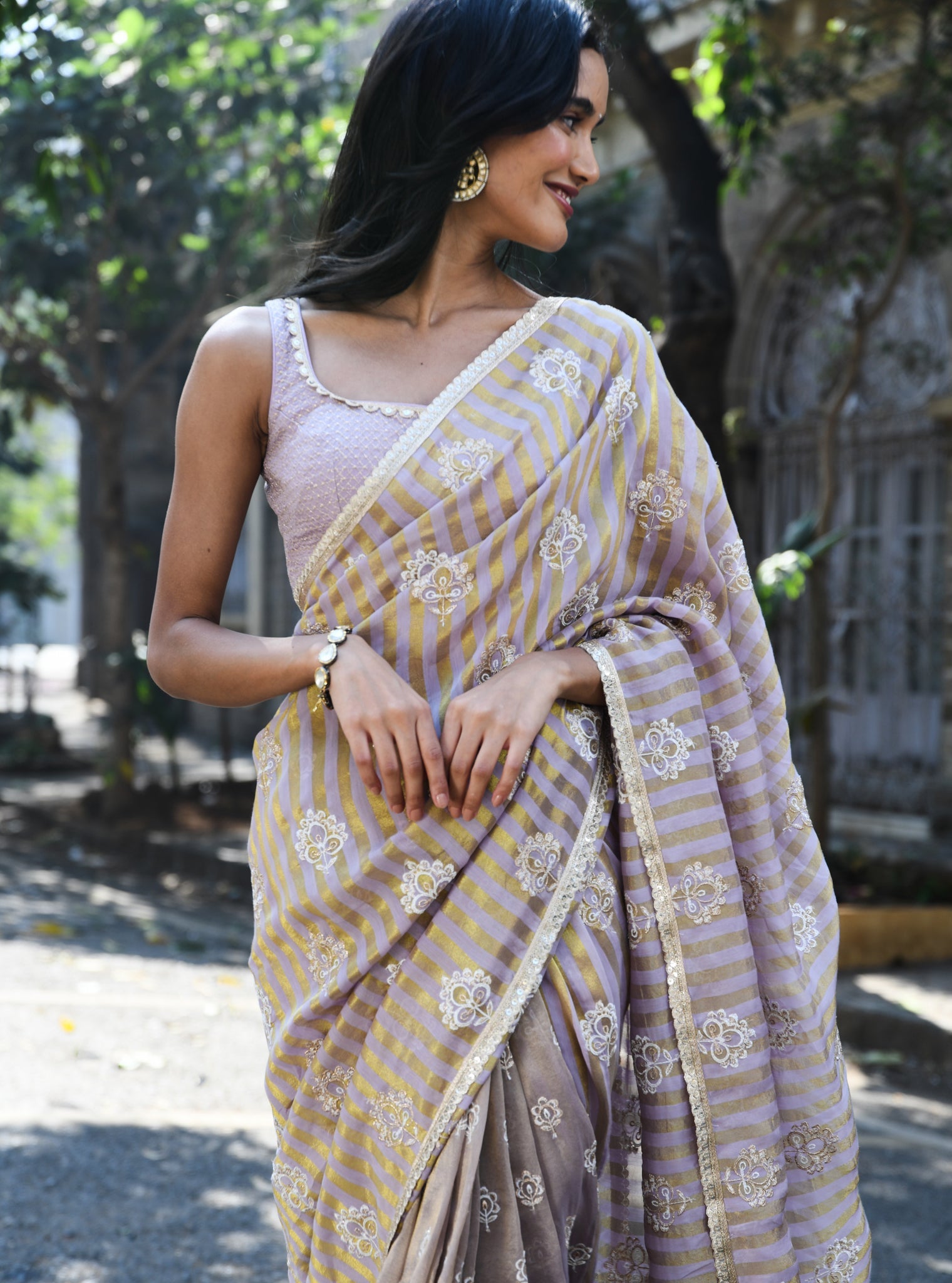 Mangni Banarsi Luxe Tissue Lavender Saree