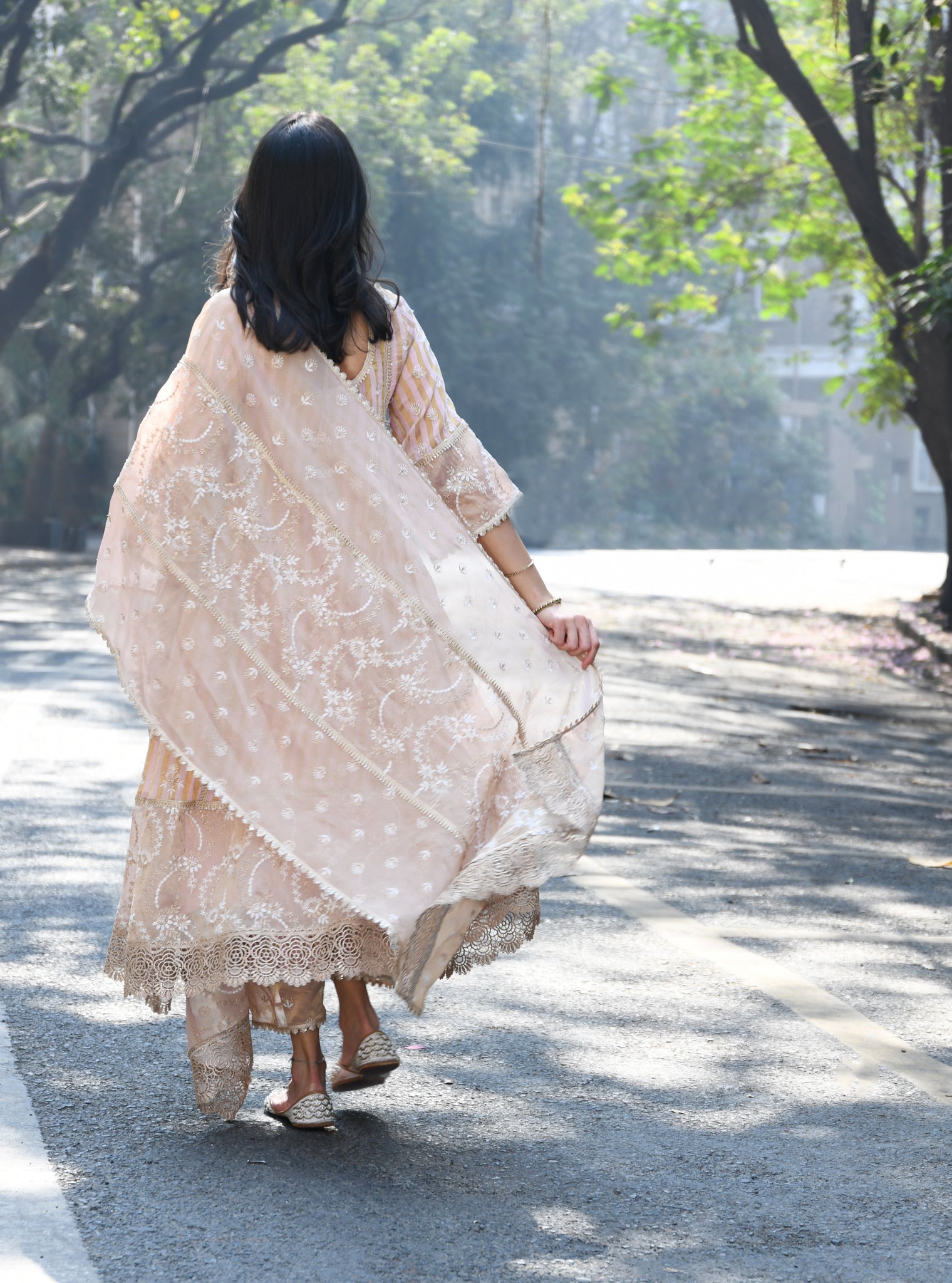 Kesar Banarsi Light Pink Anarkali Kurta Set