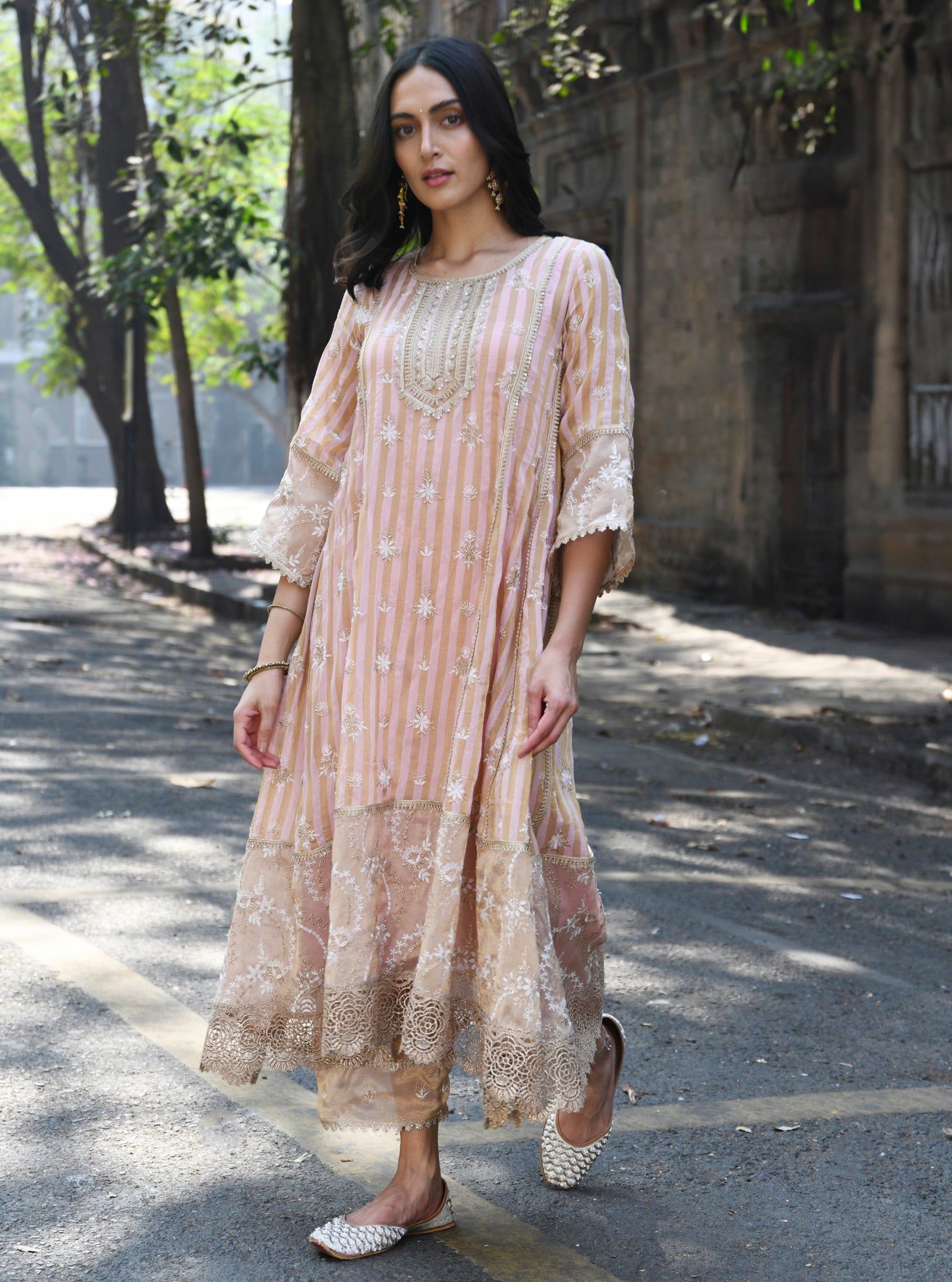 Kesar Banarsi Light Pink Anarkali Kurta Set