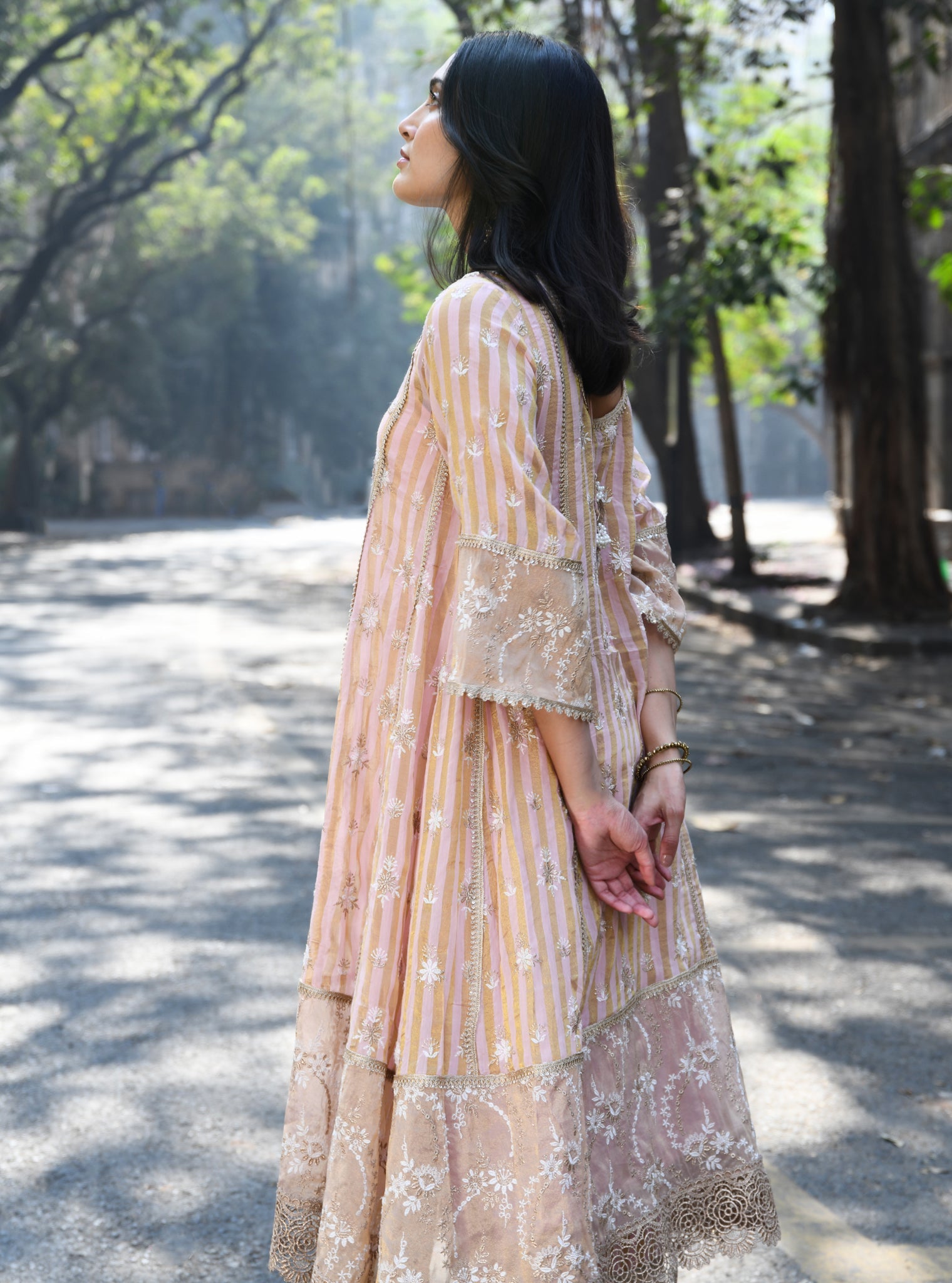 Kesar Banarsi Light Pink Anarkali Kurta Set