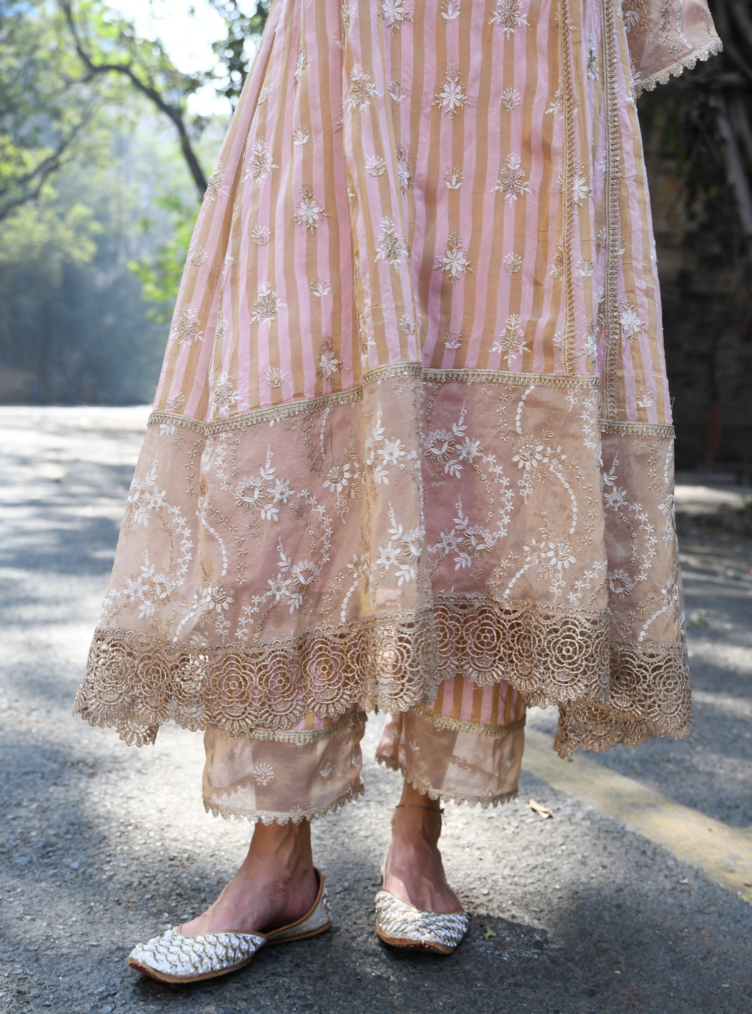 Kesar Banarsi Light Pink Anarkali Kurta Set