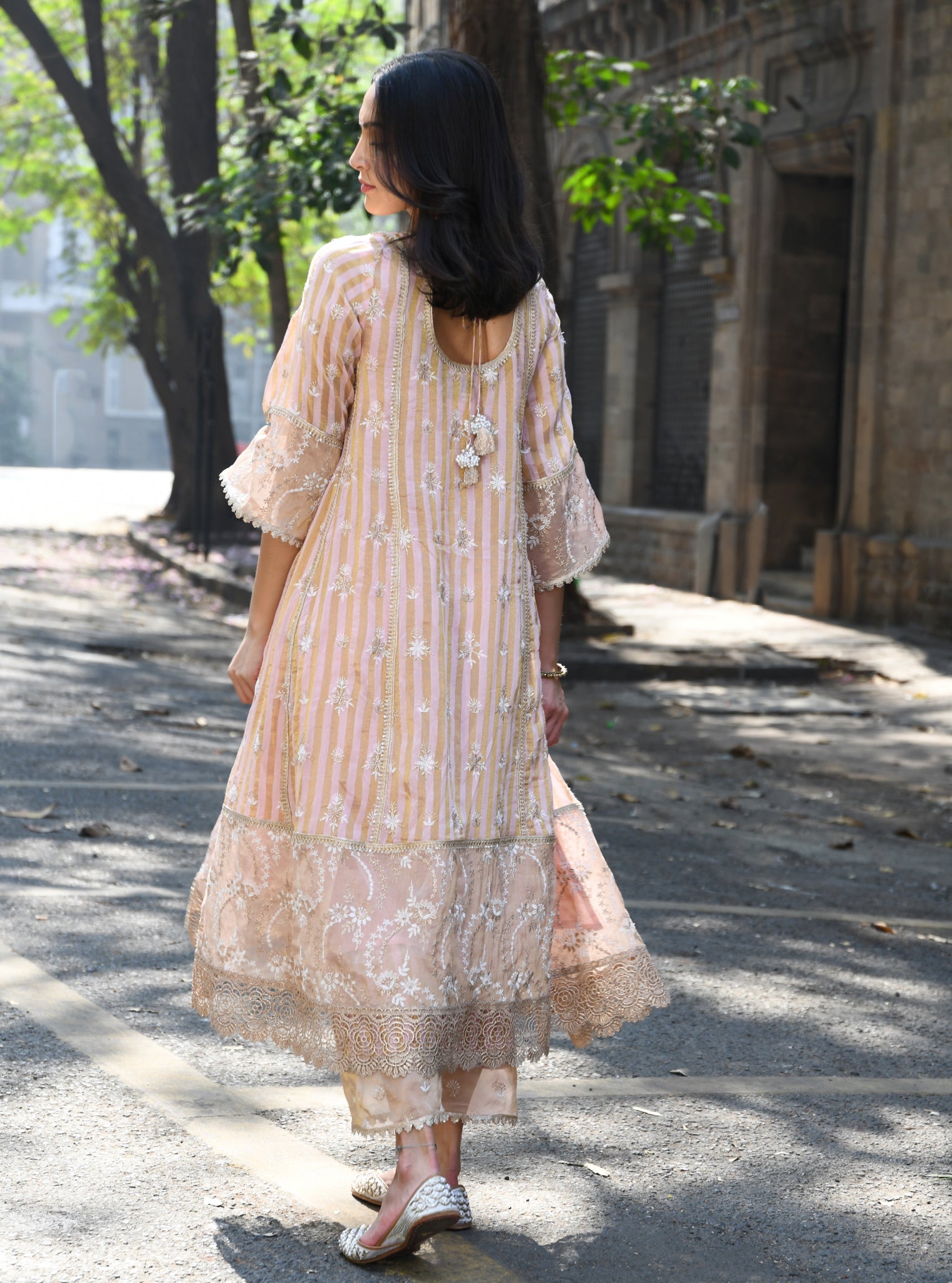 Kesar Banarsi Light Pink Anarkali Kurta Set