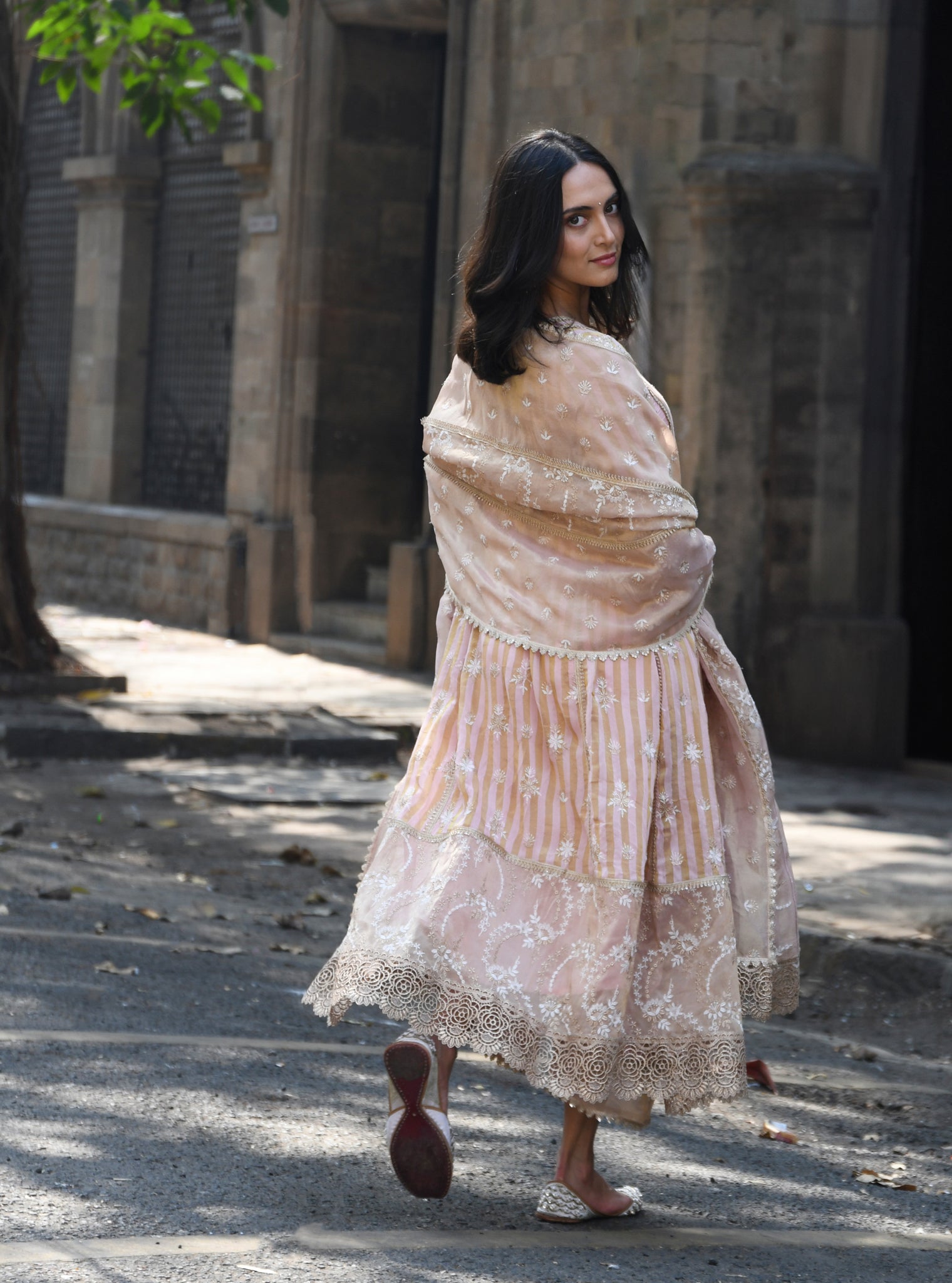 Kesar Banarsi Light Pink Anarkali Kurta Set