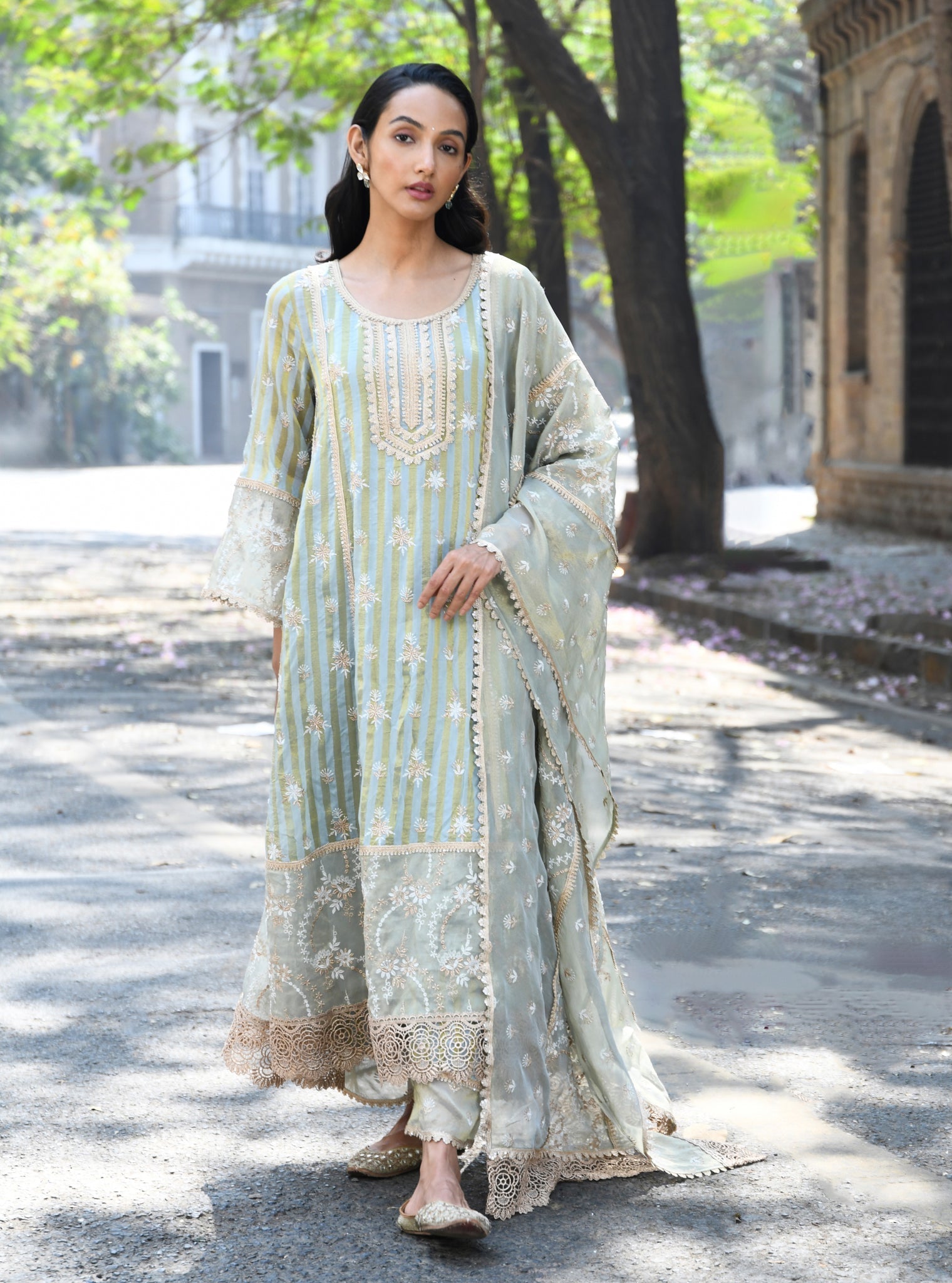 Kesar Banarsi Light Blue Anarkali Kurta Set