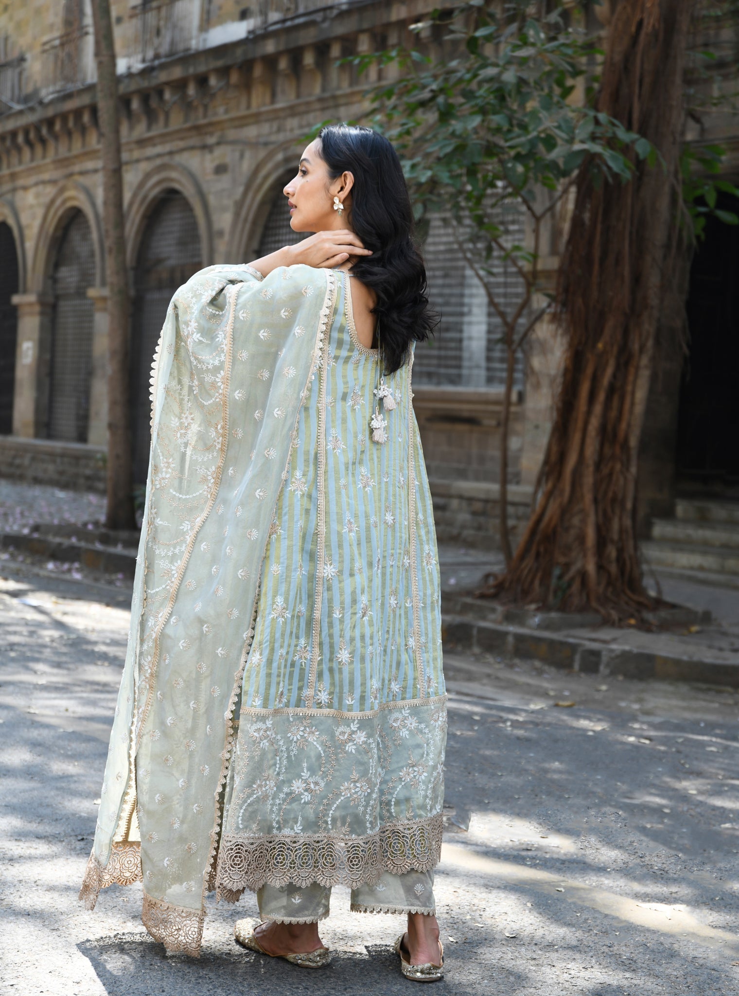 Kesar Banarsi Light Blue Anarkali Kurta Set