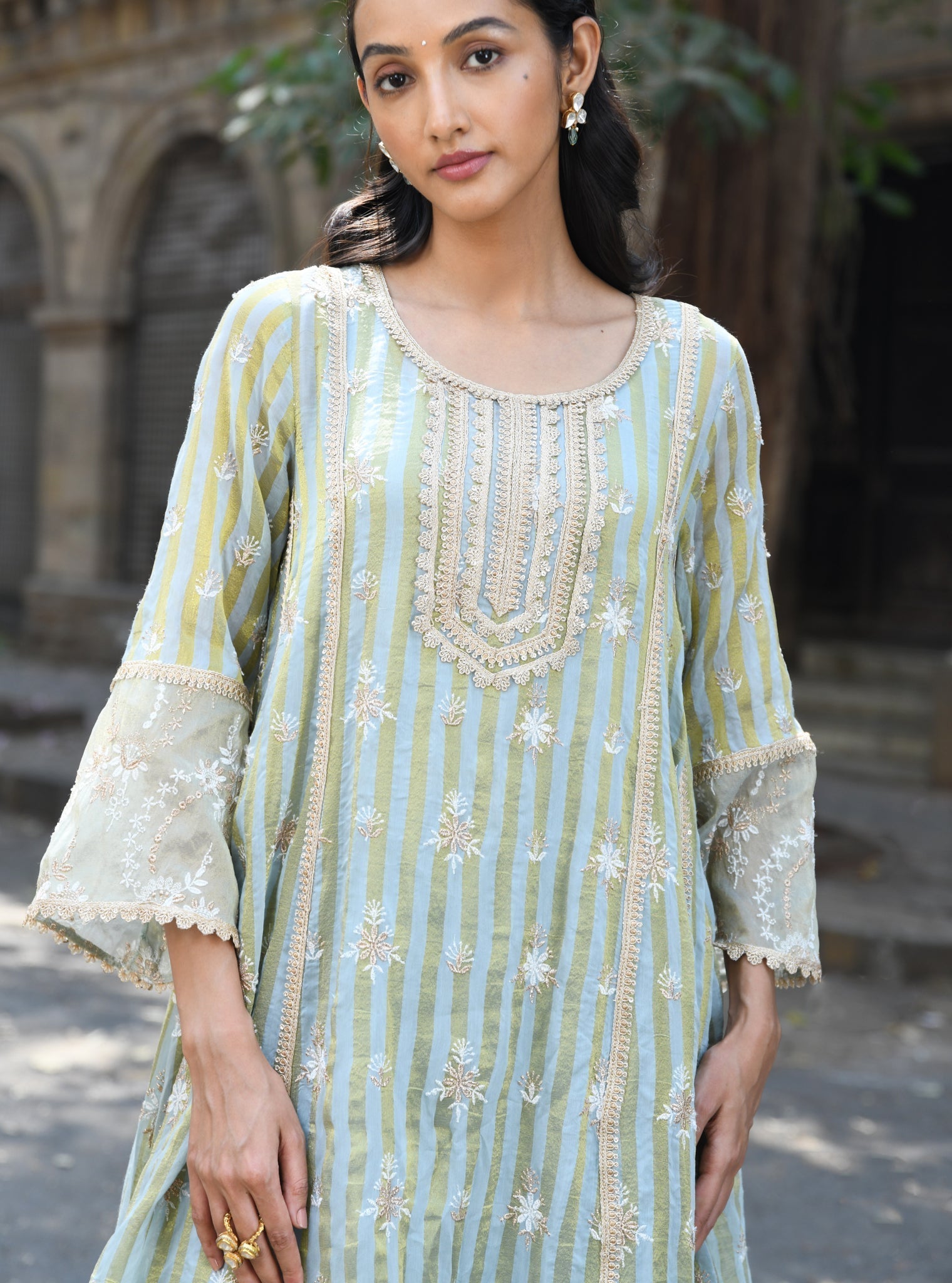 Kesar Banarsi Light Blue Anarkali Kurta Set