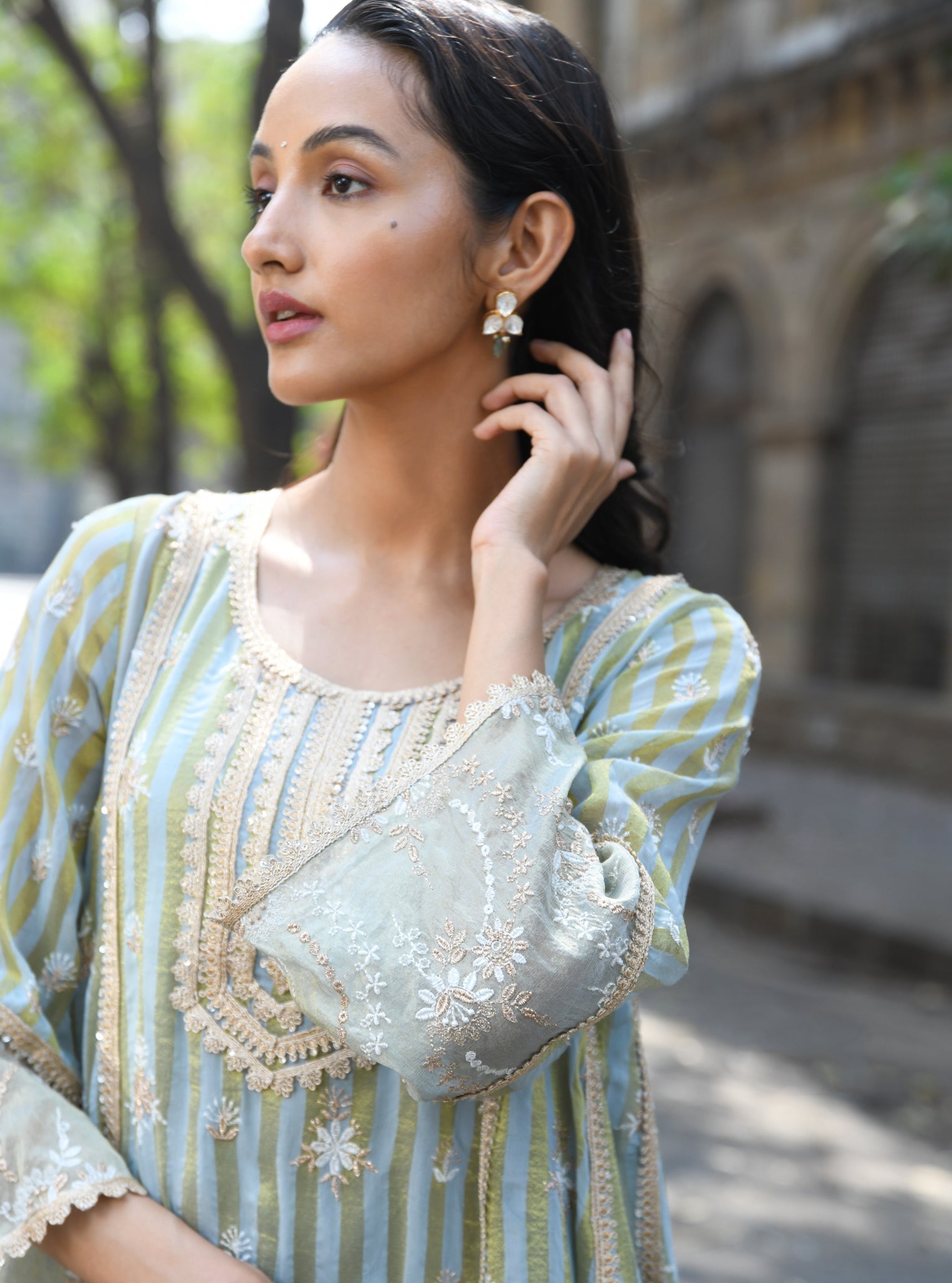 Kesar Banarsi Light Blue Anarkali Kurta Set