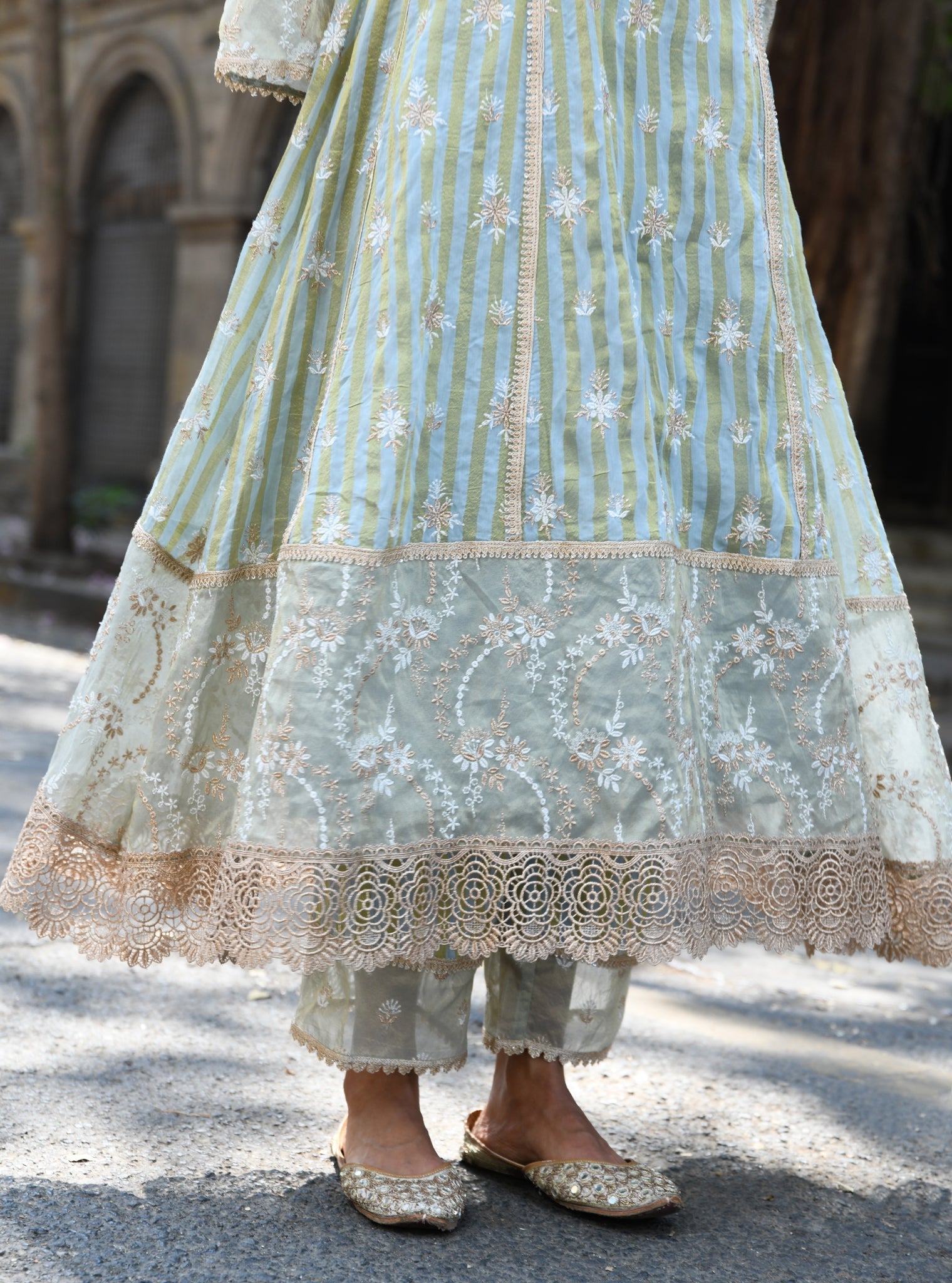 Kesar Banarsi Light Blue Anarkali Kurta Set