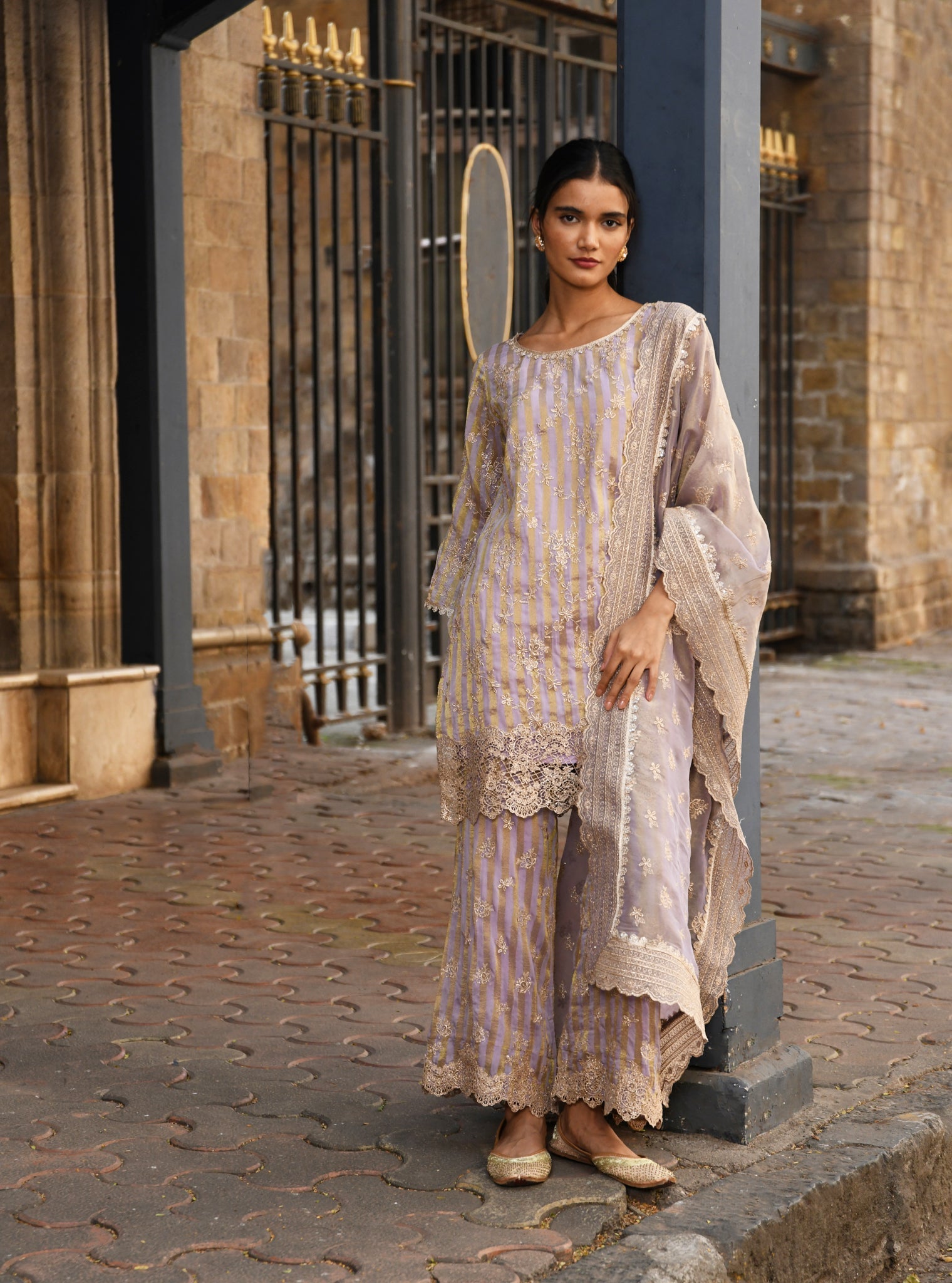 Paheri Banarsi Lavender Kurta Set