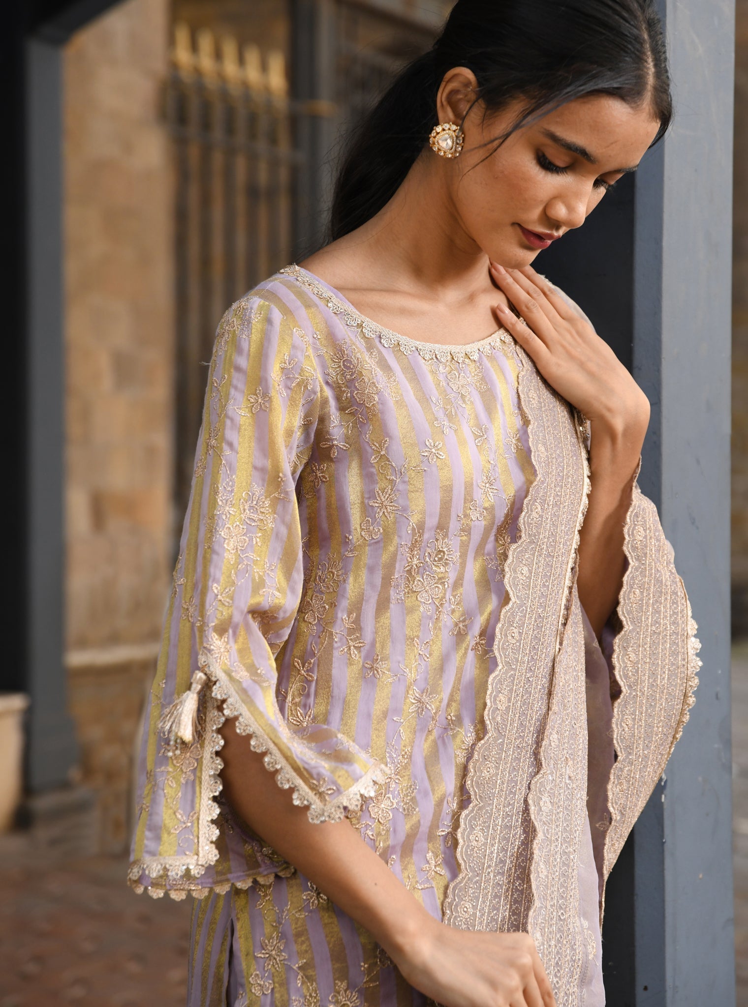 Paheri Banarsi Lavender Kurta Set