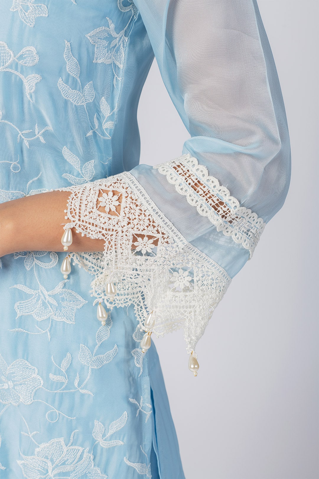 Maisy Tencel Luxe Organza Blue Kurta Set