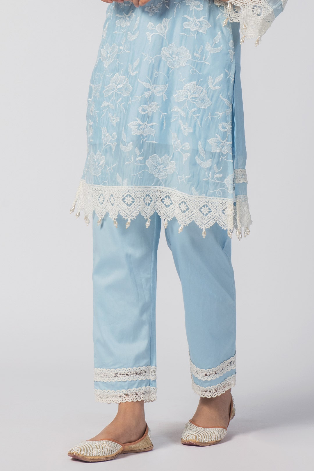 Maisy Tencel Luxe Organza Blue Kurta Set
