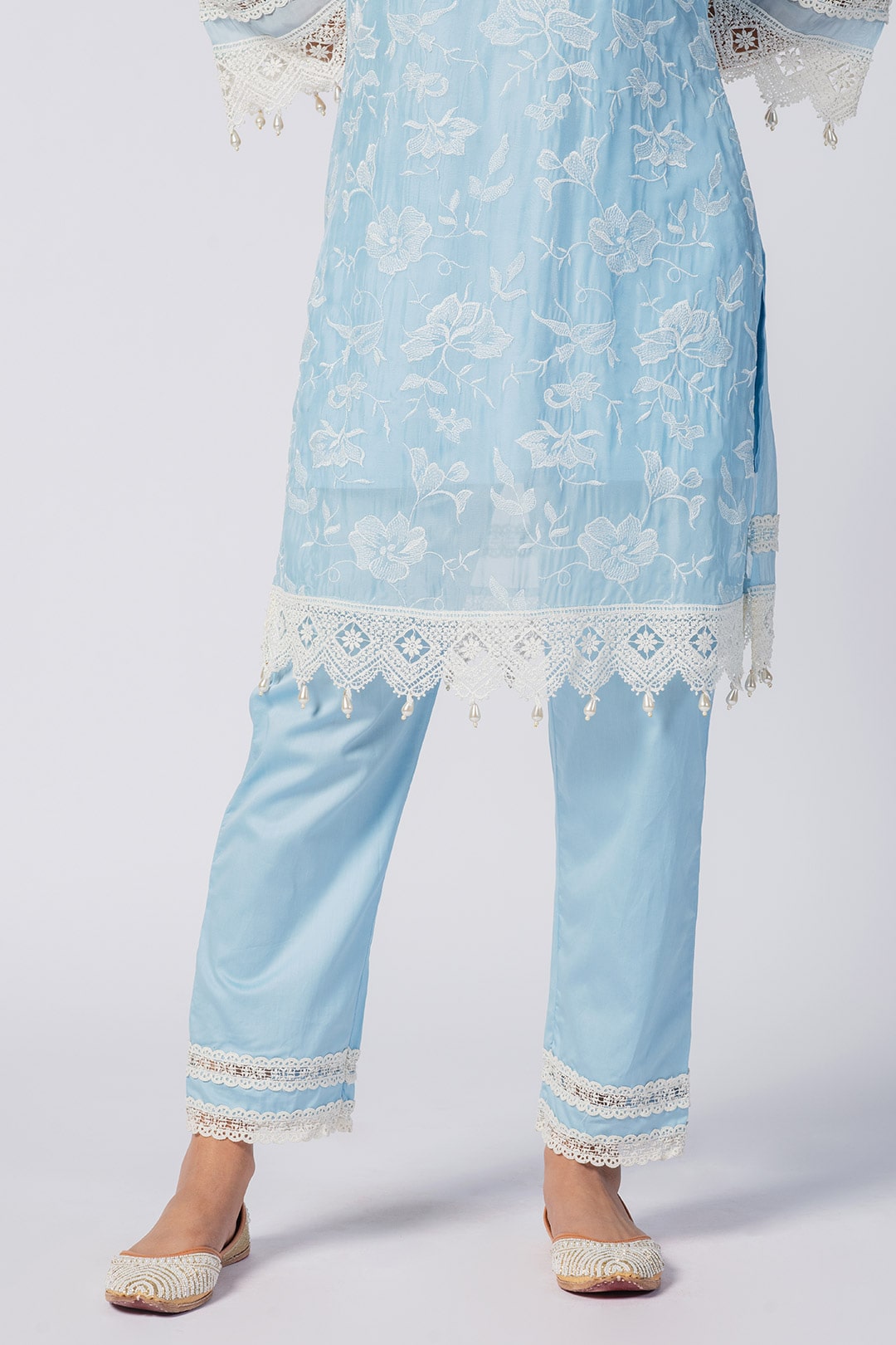 Maisy Tencel Luxe Organza Blue Kurta Set