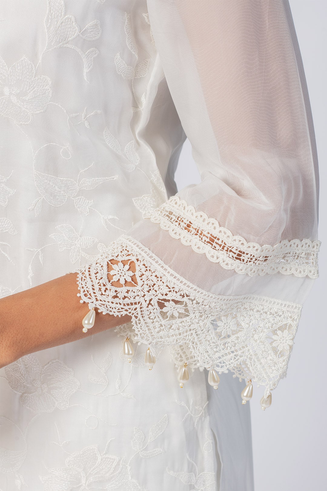 Maisy Tencel Luxe Organza Off White Kurta Set