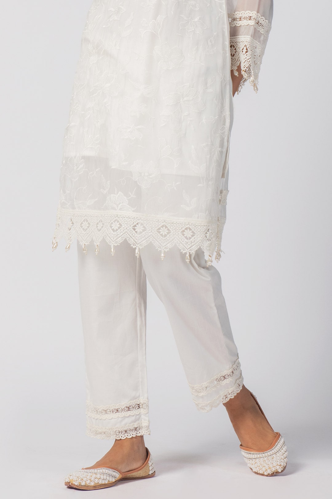 Maisy Tencel Luxe Organza Off White Kurta Set