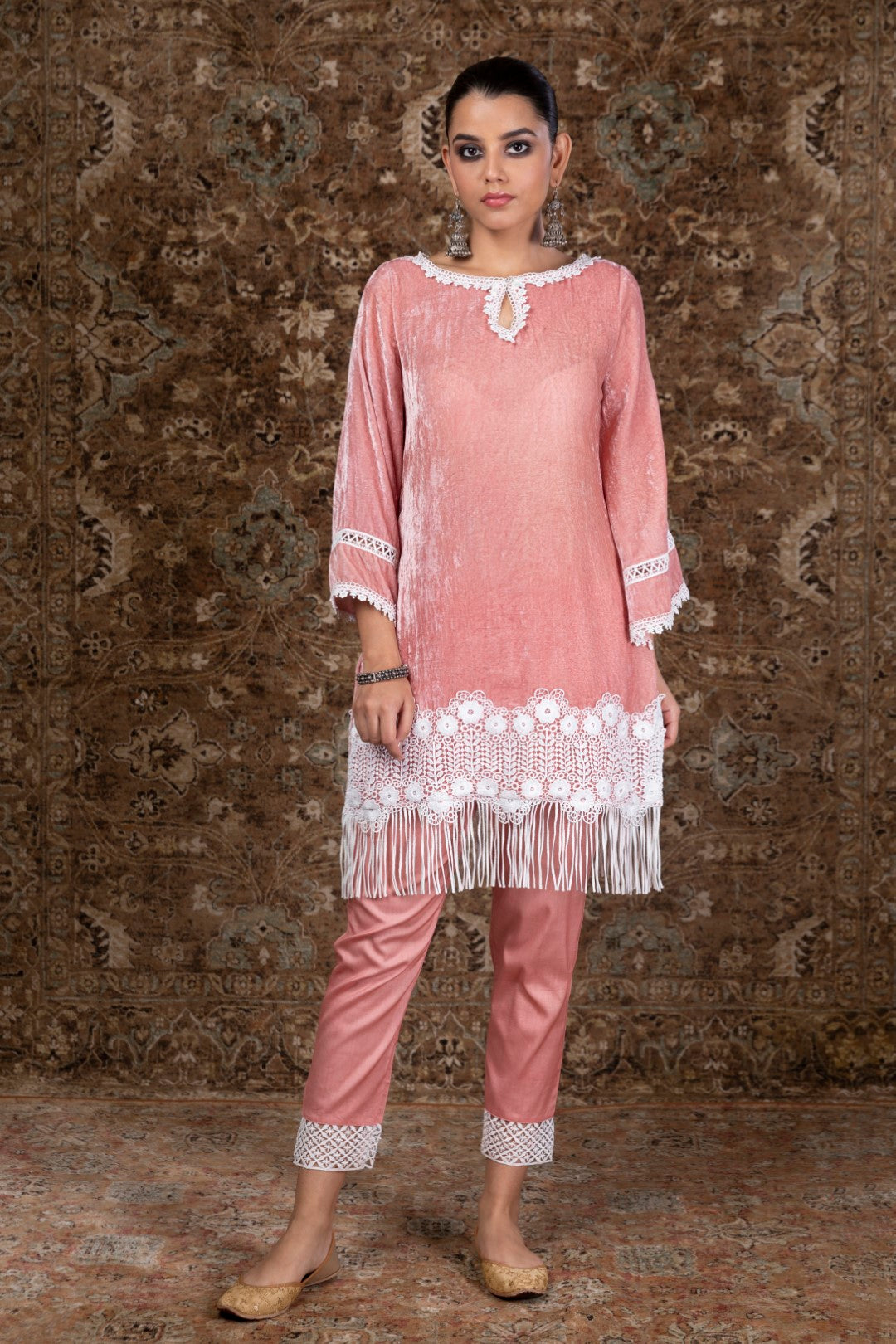 Makhmal Fern Kurta with Pyajama
