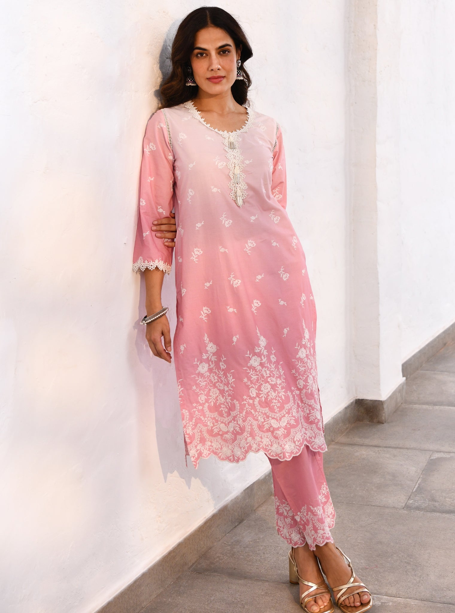 Mandre Supima Cotton Pink Kurta Set
