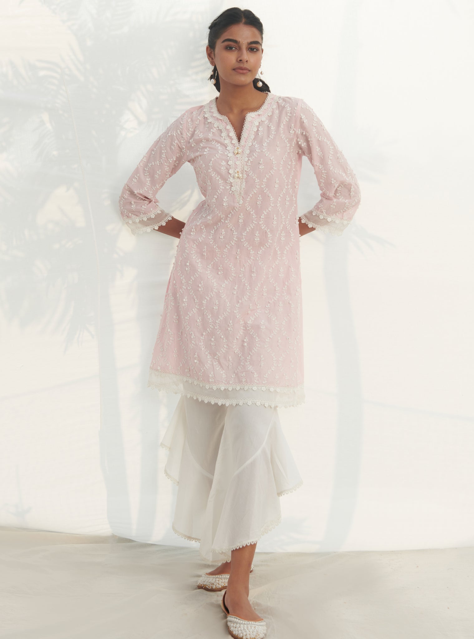 Maneri Supima Cotton Pink Kurta Set