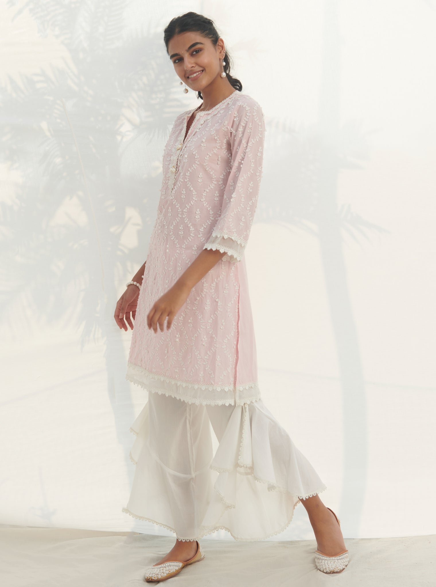 Maneri Supima Cotton Pink Kurta Set