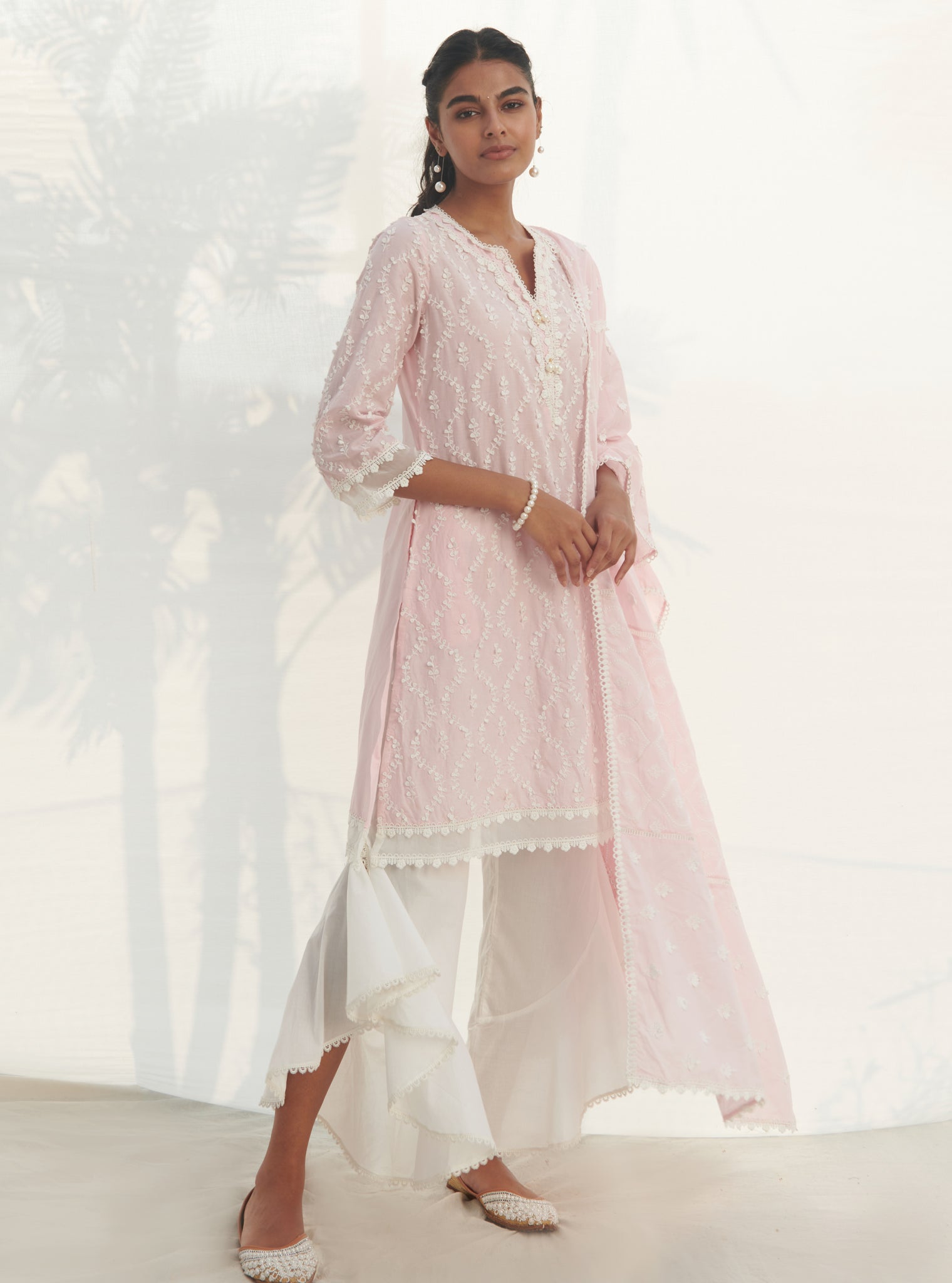 Maneri Supima Cotton Pink Kurta Set