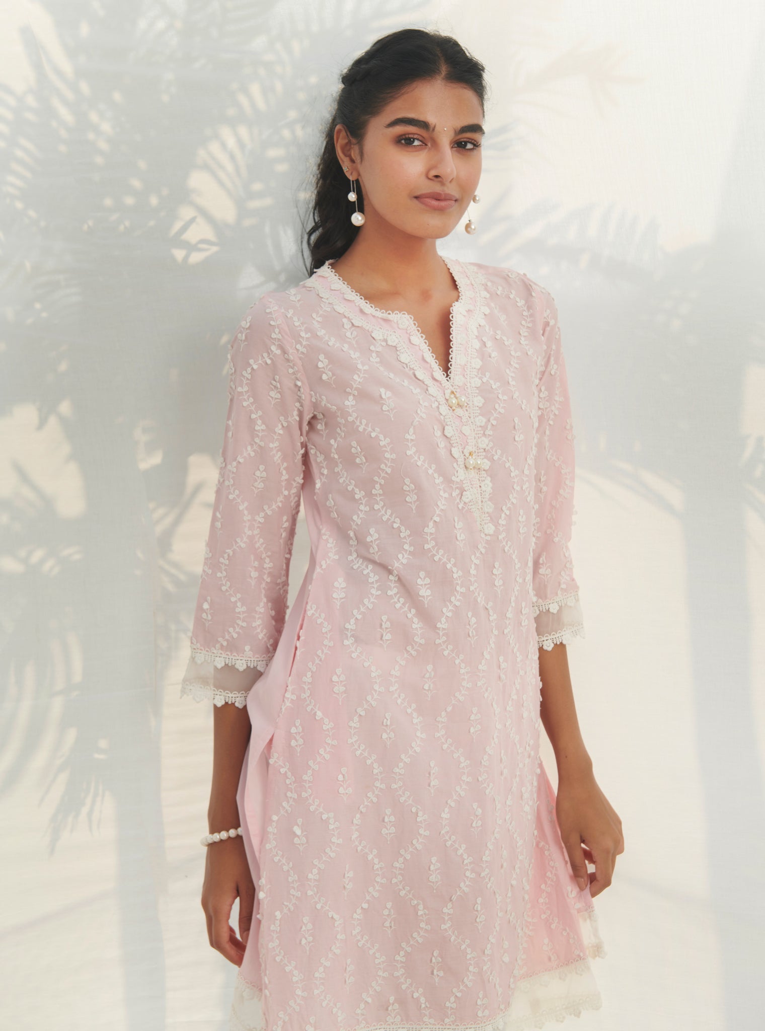 Maneri Supima Cotton Pink Kurta Set
