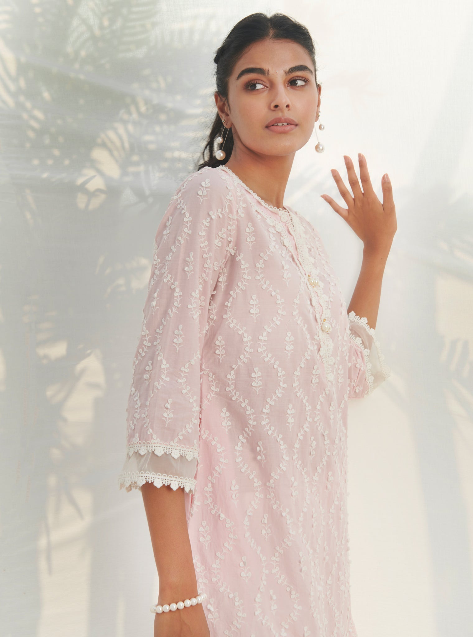 Maneri Supima Cotton Pink Kurta Set