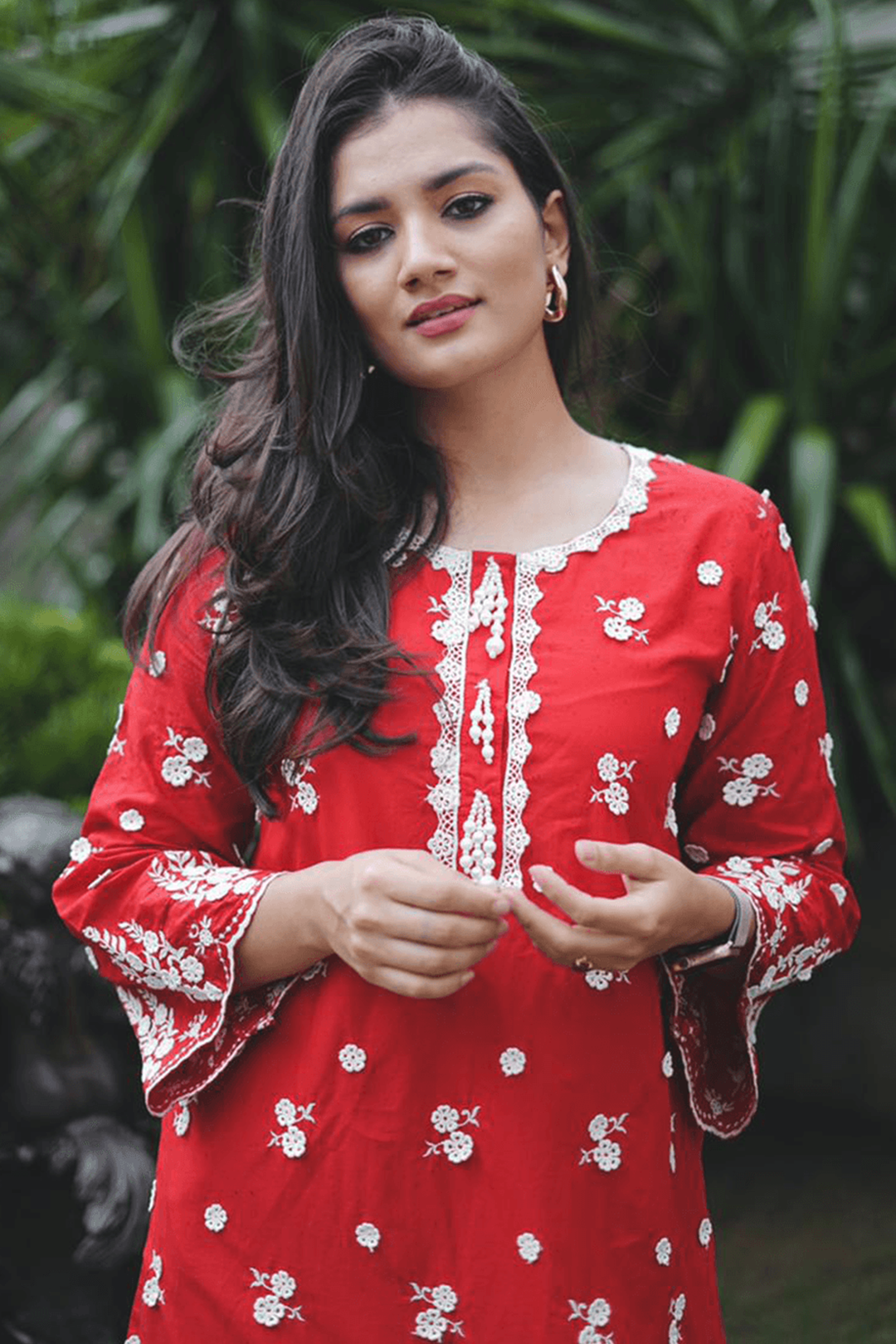 Jade Supima Cotton Red Kurta Set