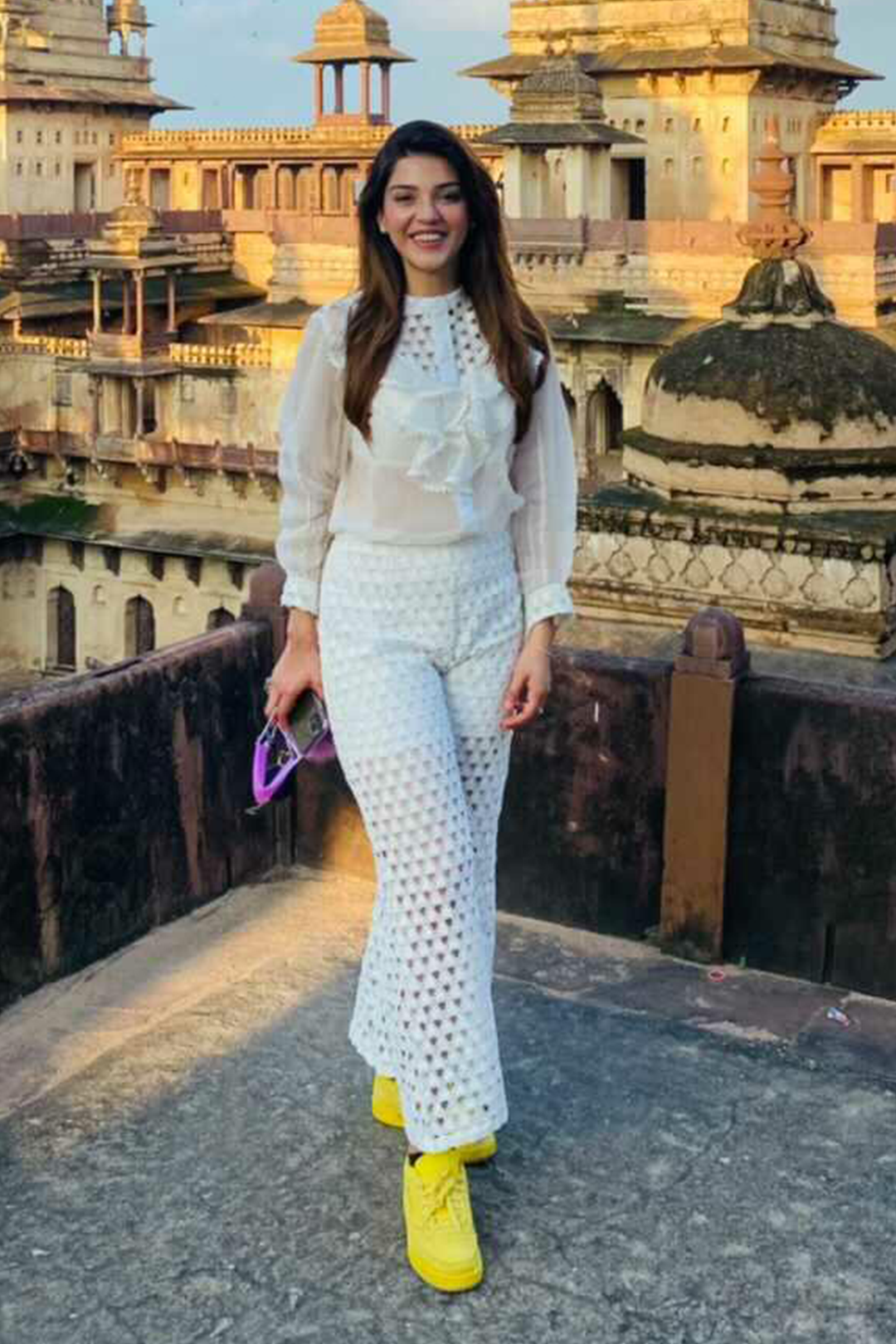 Thea Organza White Shirt Set