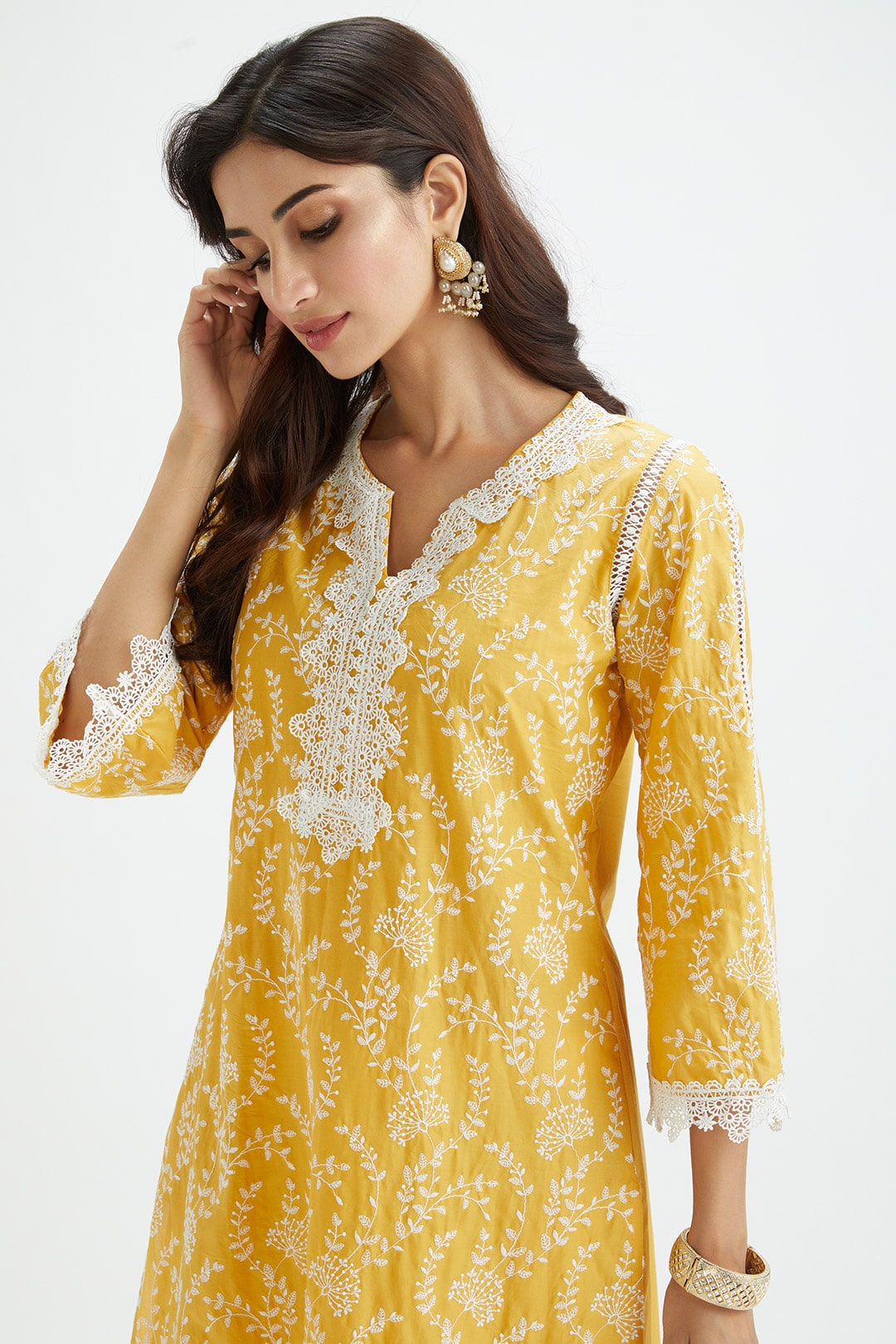 Merlin Supima Cotton Yellow Kurta Set