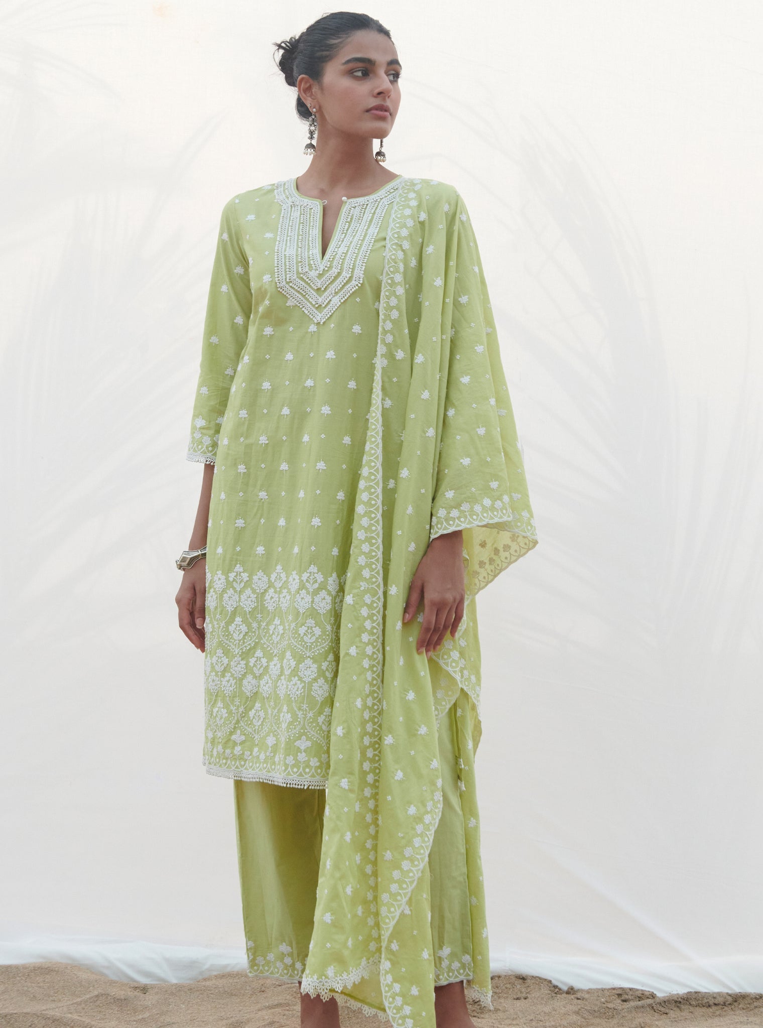 Miramar Supima Cotton Lime Kurta Set