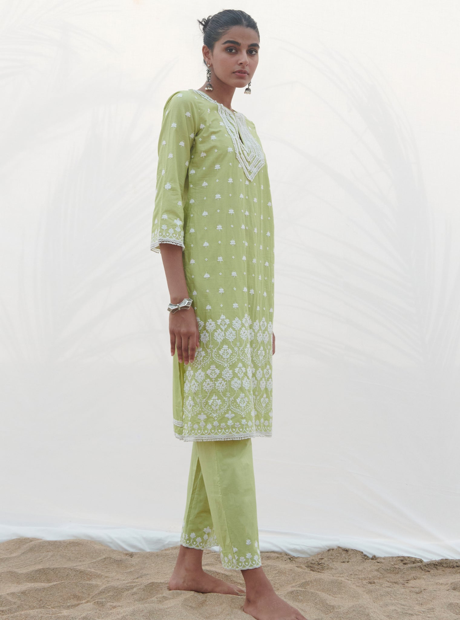 Miramar Supima Cotton Lime Kurta Set