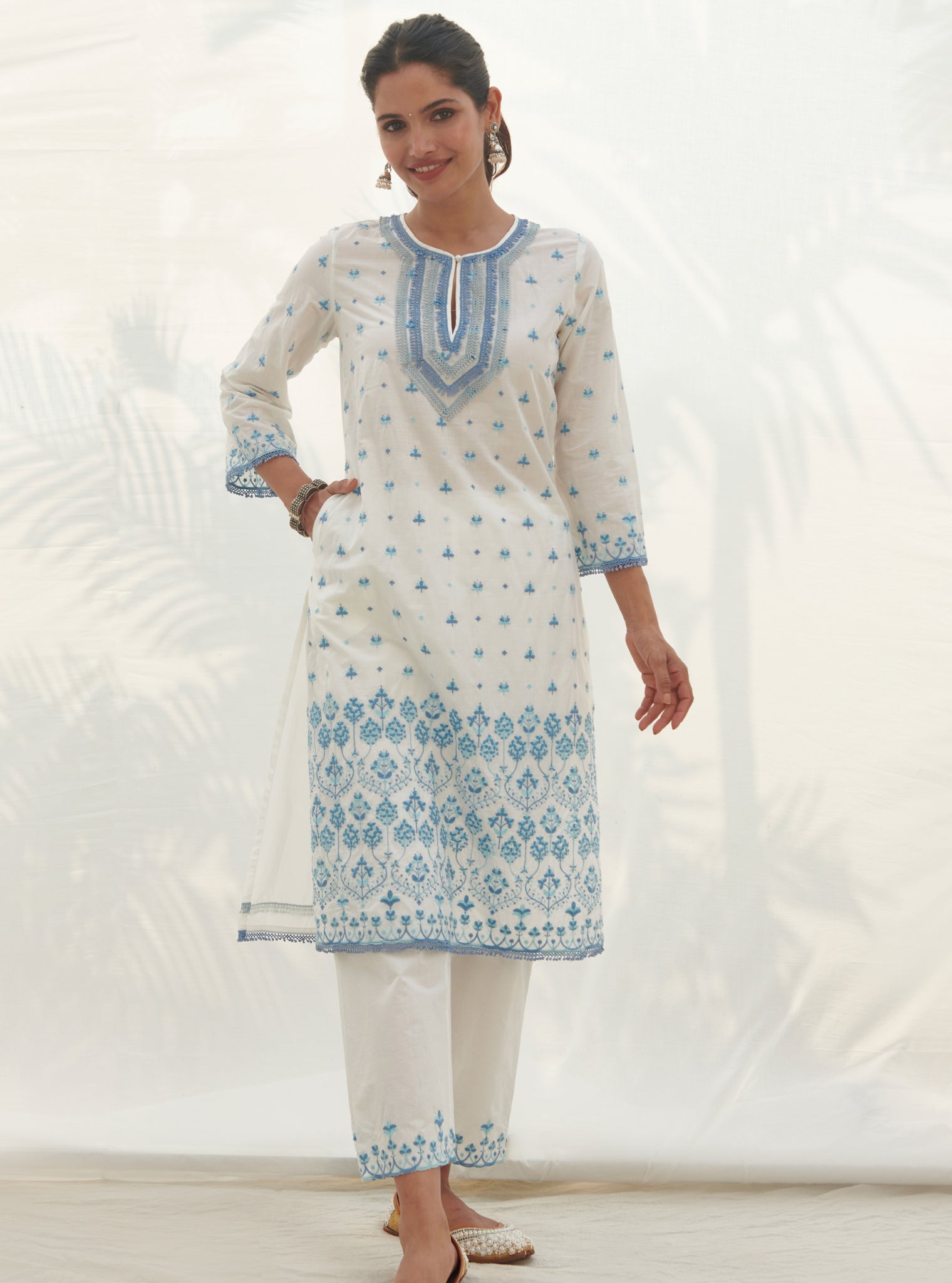 Miramar Supima Cotton White Kurta Set
