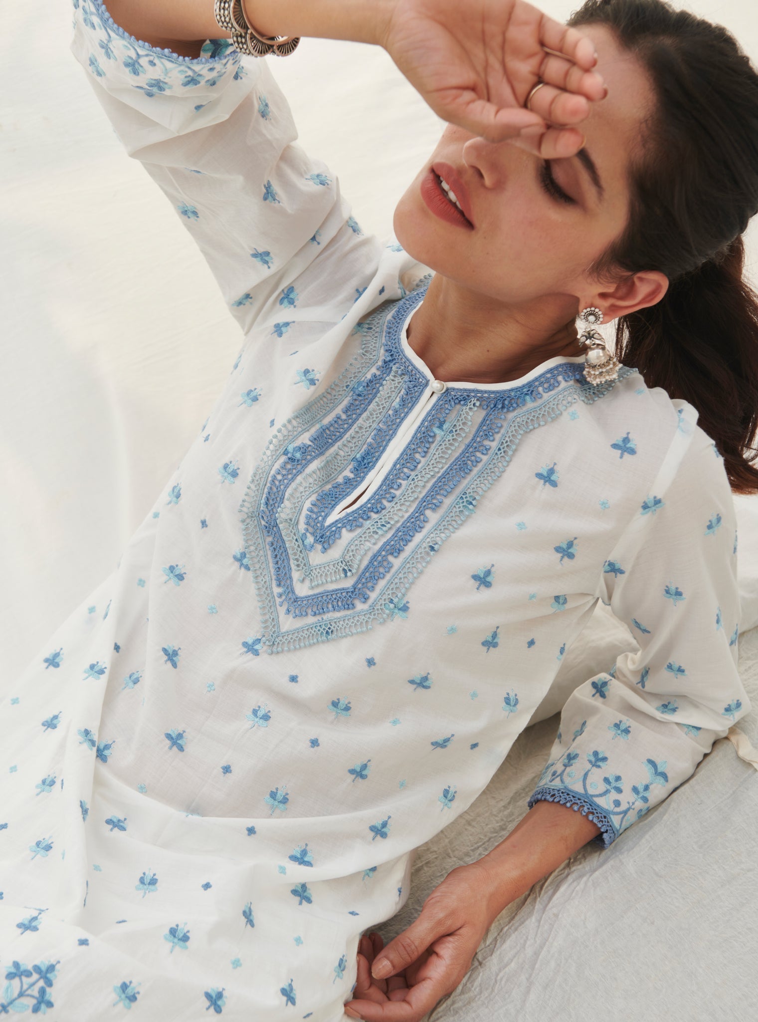 Miramar Supima Cotton White Kurta Set