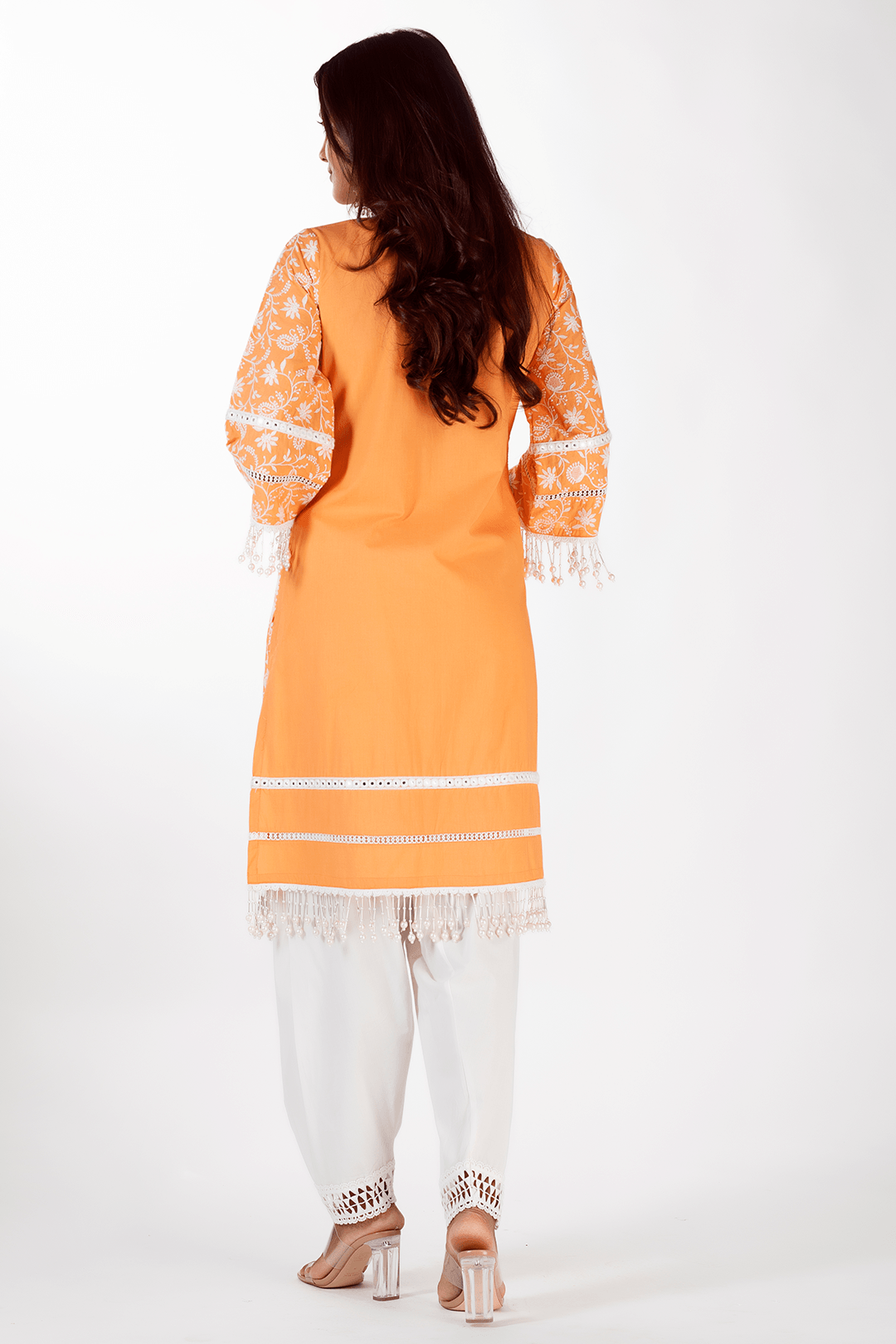 Mulmul Supima Cotton Mollie Orange kurta