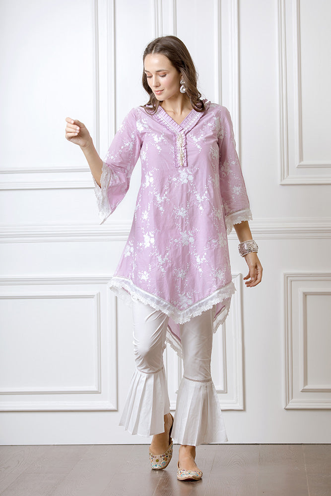 Mulmul Supima Cotton Pleated Bellbottom