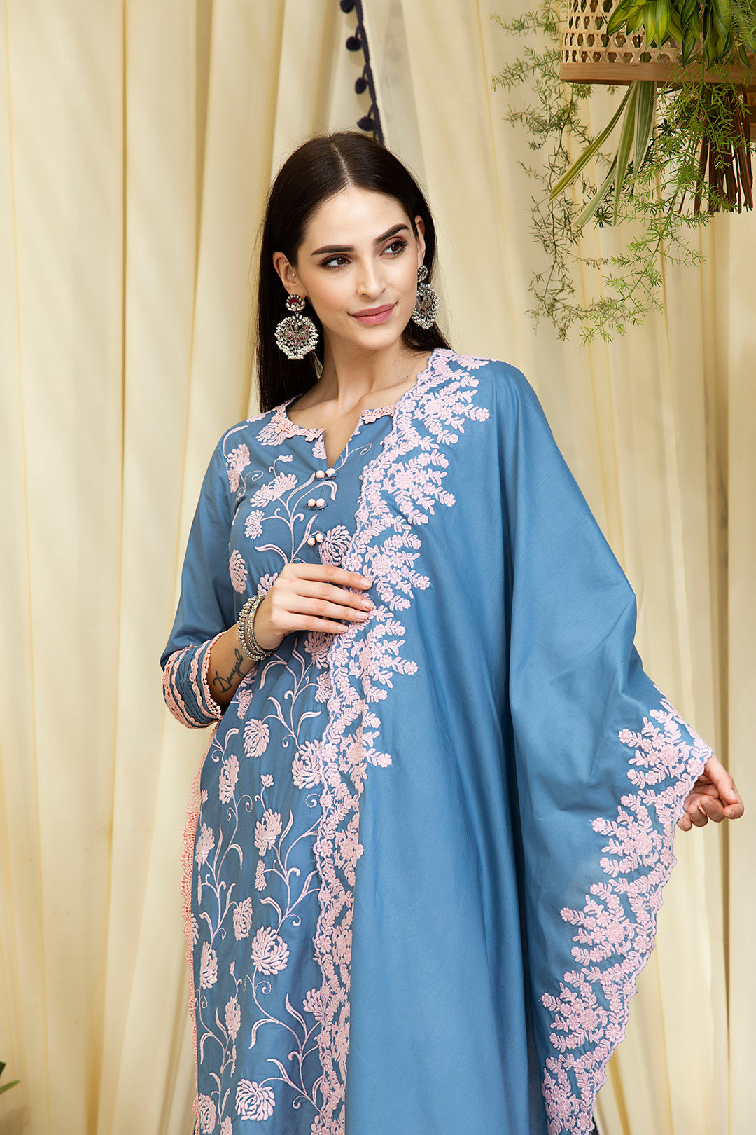 Claudia Supima Cotton Denim Kurta Set