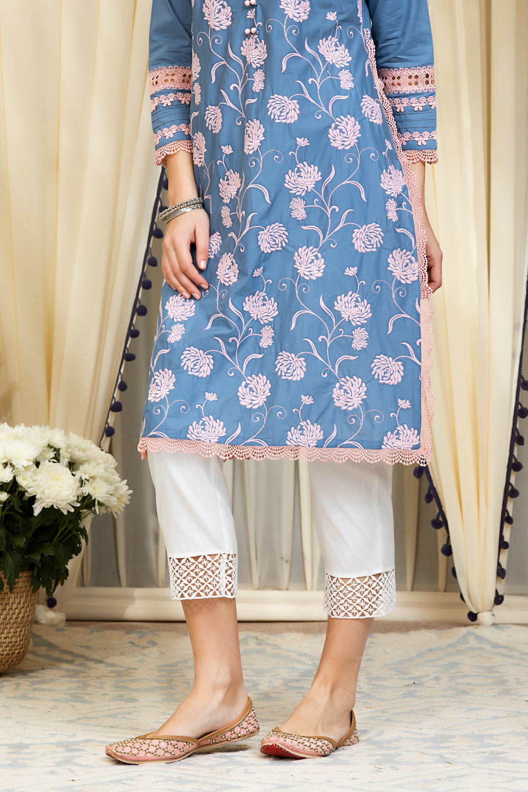 Claudia Supima Cotton Denim Kurta Set
